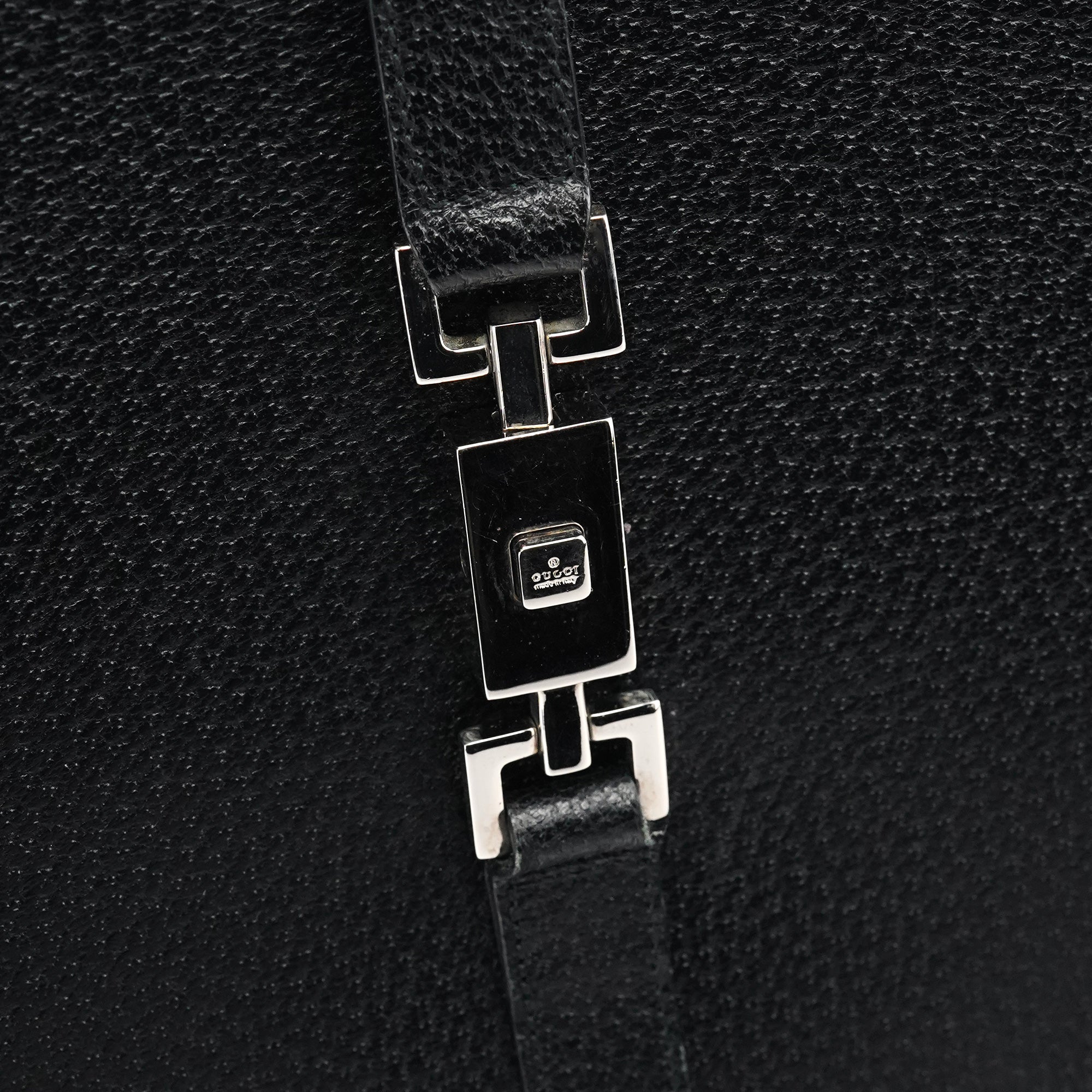 Gucci 002 1064 Black Leather Jackie Tote Bag