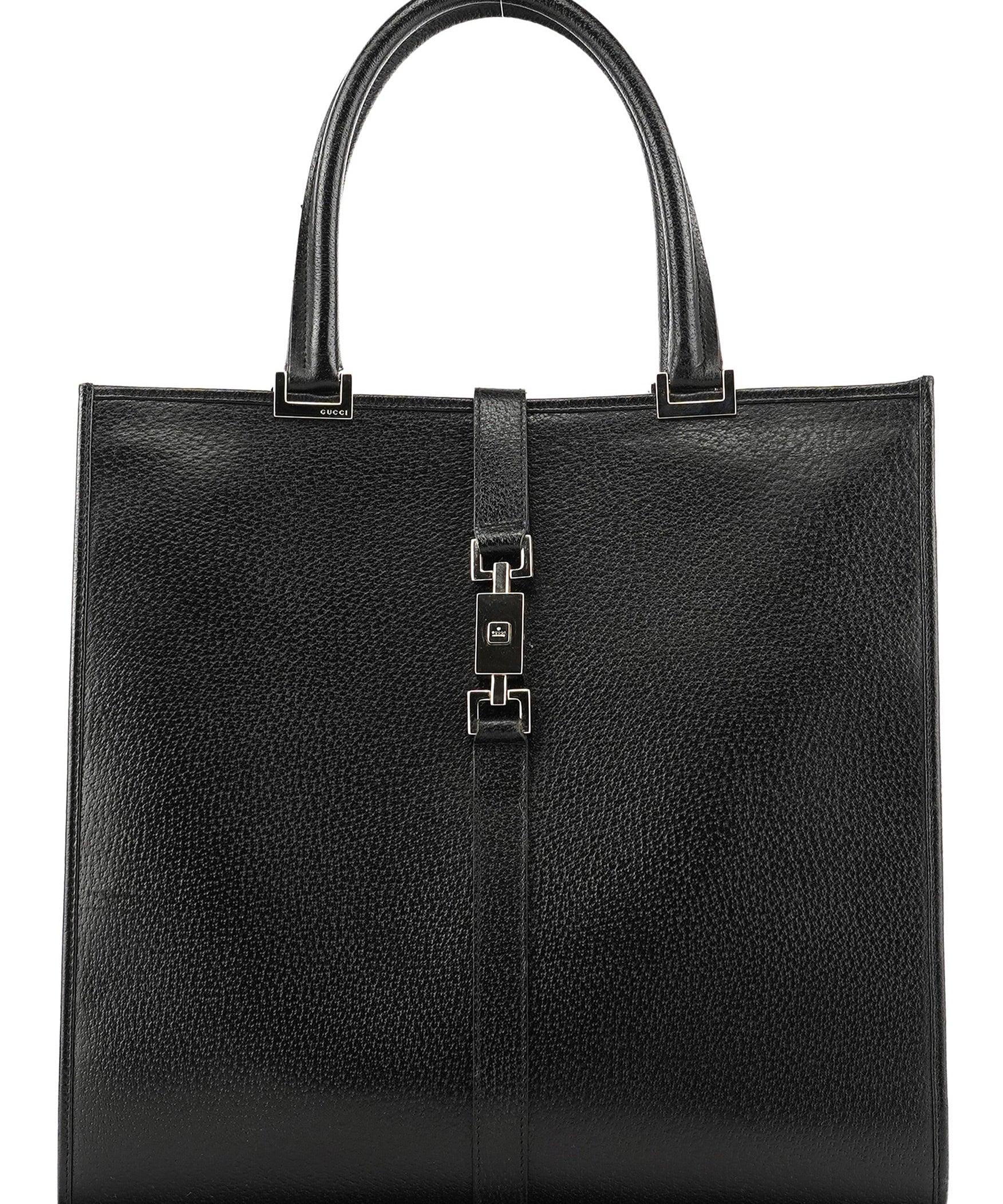 Gucci 002 1064 Black Leather Jackie Tote Bag
