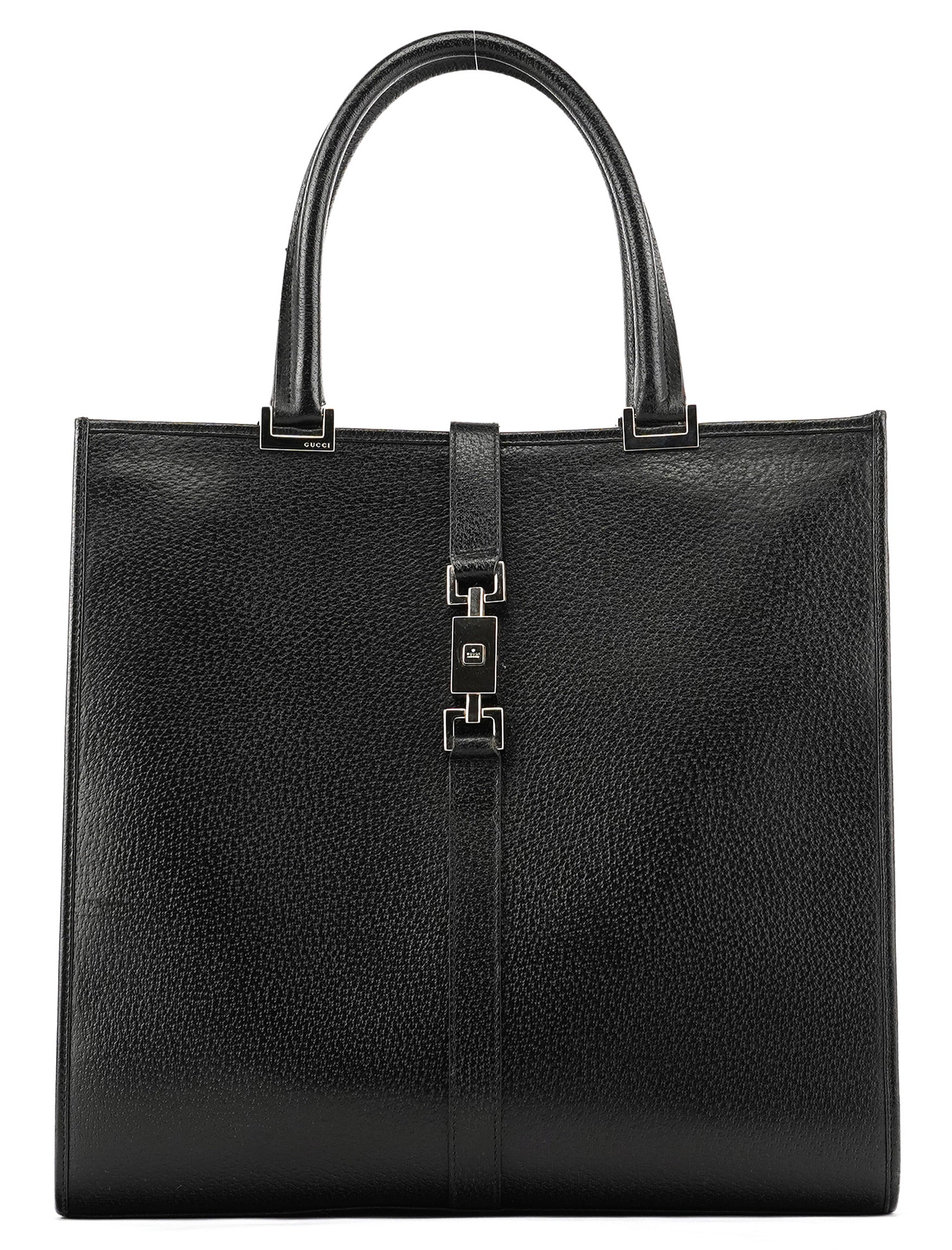 Gucci 002 1064 Black Leather Jackie Tote Bag