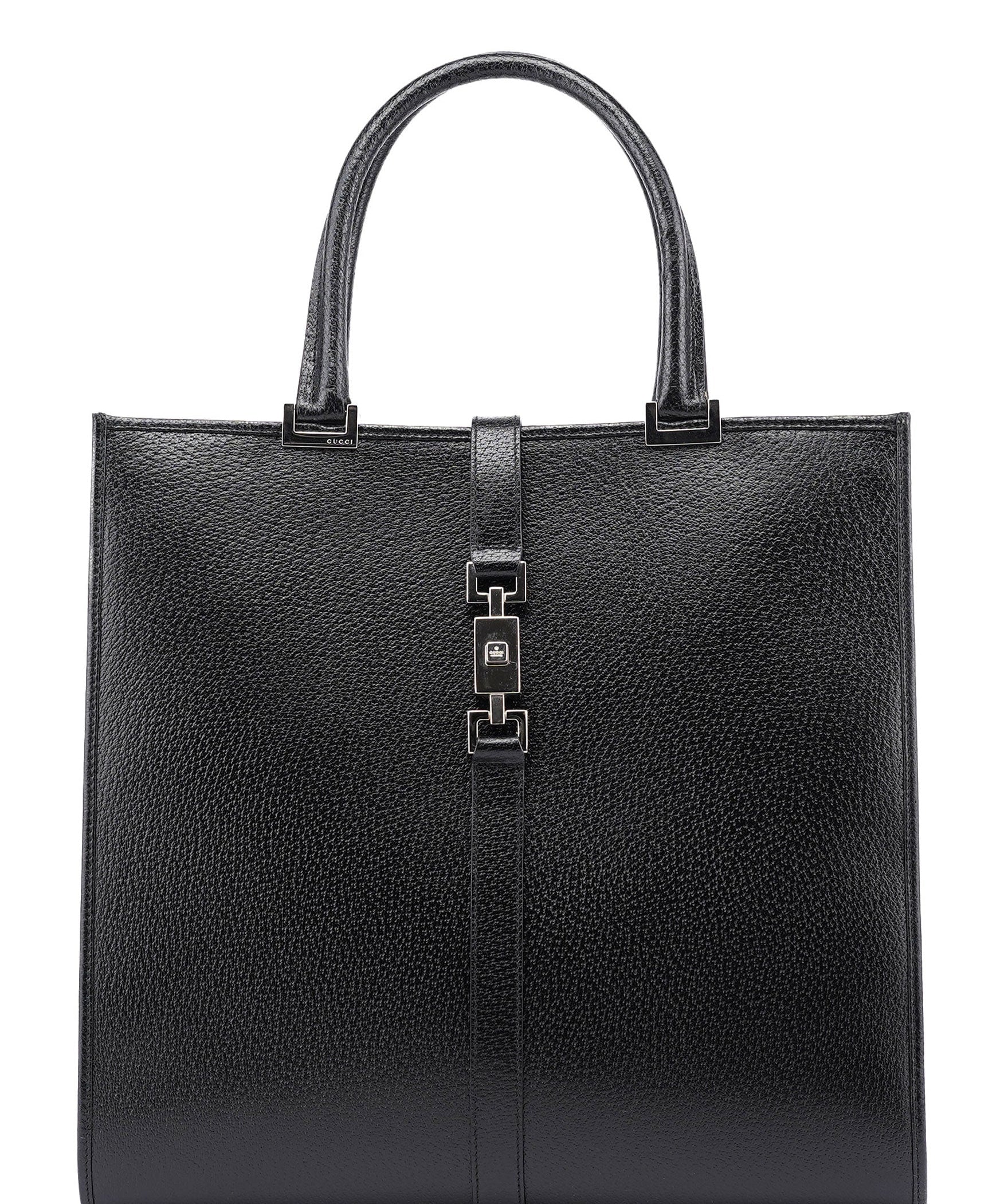 Gucci 002 1064 Black Leather Jackie Tote Bag