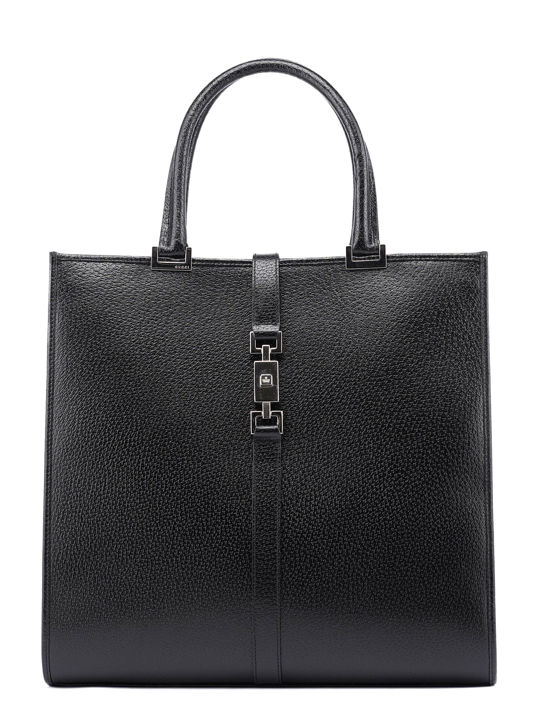 Gucci 002 1064 Black Leather Jackie Tote Bag