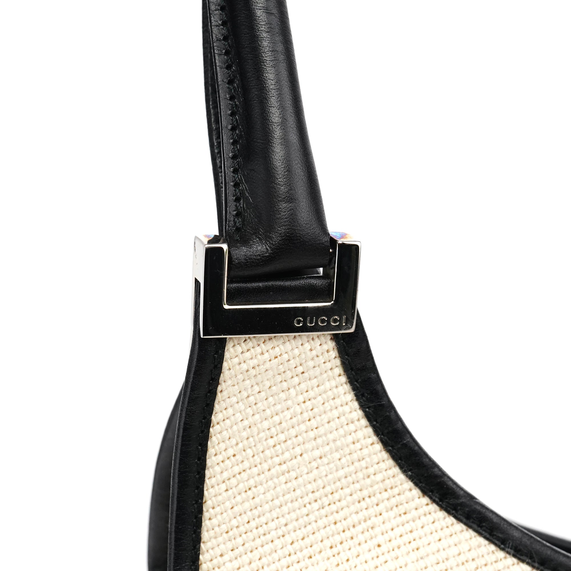 Gucci 002 1067 Sac porté épaule Jackie en toile beige et noire