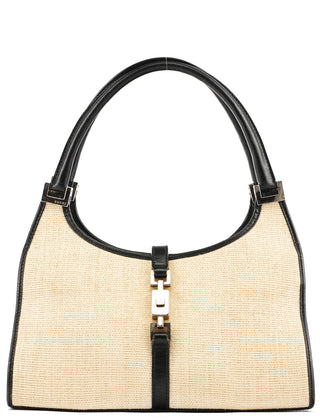 Gucci 002 1068 Beige Canvas Leather Jackie Shoulder Bag