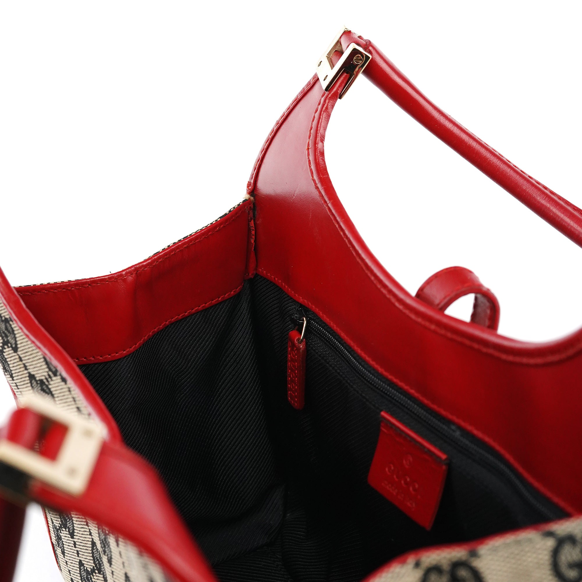 Gucci 002 1068 Jackie Schultertasche aus GG Canvas in Beige und Rot