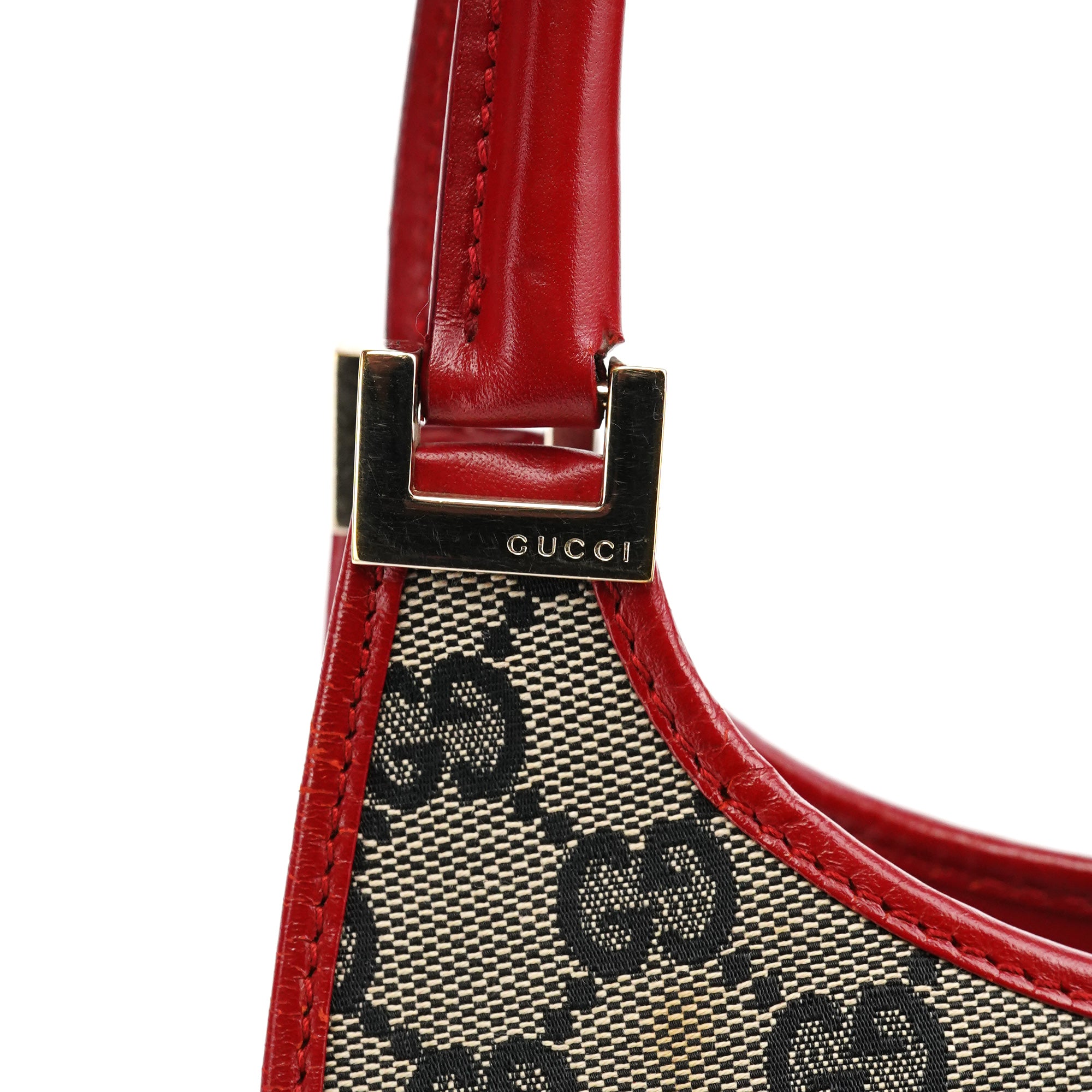 Gucci 002 1068 Jackie Schultertasche aus GG Canvas in Beige und Rot