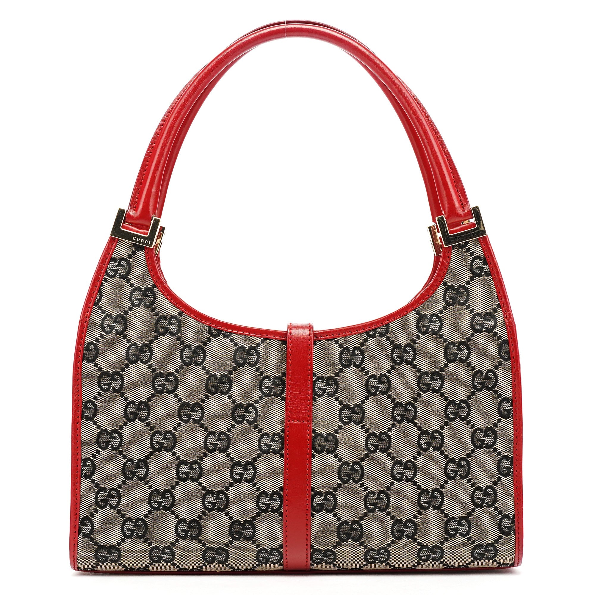 Gucci 002 1068 Jackie Schultertasche aus GG Canvas in Beige und Rot