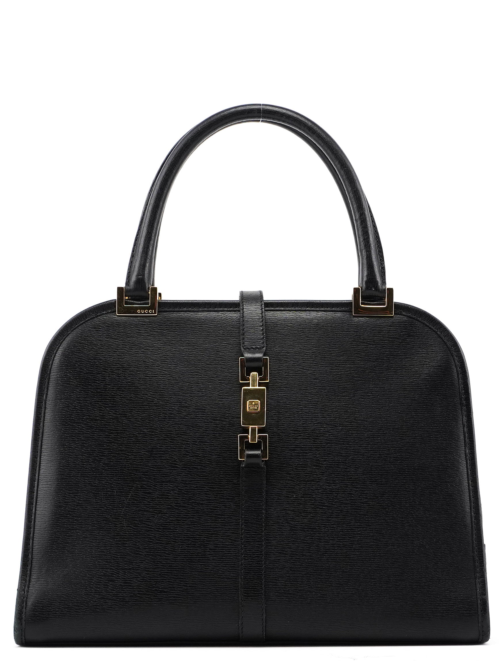 Gucci 002 1071 Black Leather Jackie Tote Bag