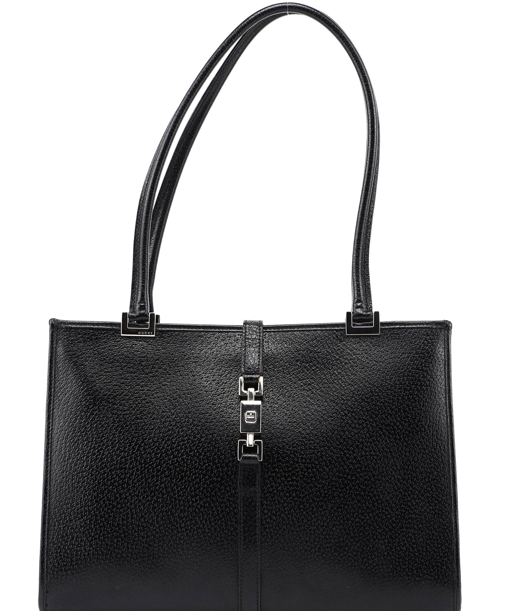 Gucci 002 1073 Black Leather Jackie Tote