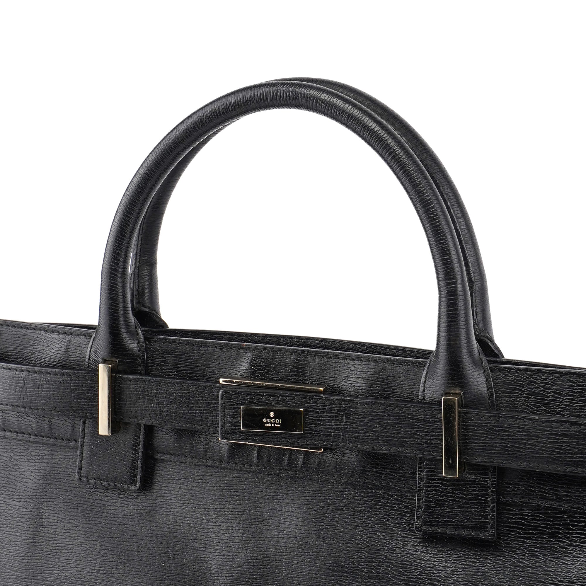 Gucci 002 1091 Black Leather Tote Bag