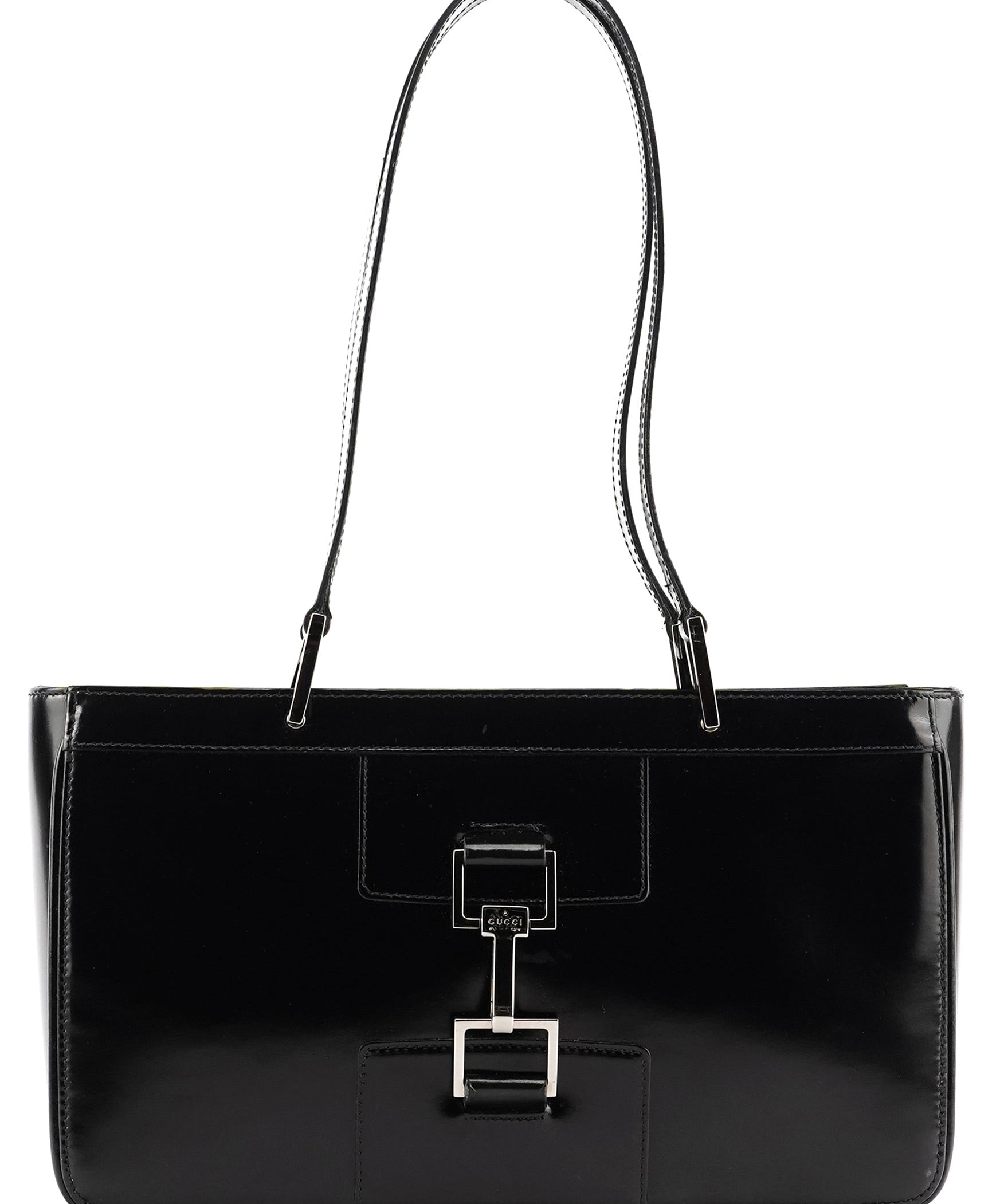 Gucci 002 1132 Black Patent Leather Jackie Tote Bag