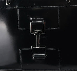 Gucci 002 1132 Black Patent Leather Jackie Tote Bag