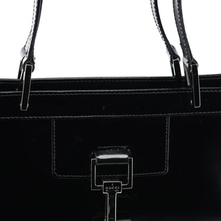 Gucci 002 1132 Black Patent Leather Jackie Tote Bag