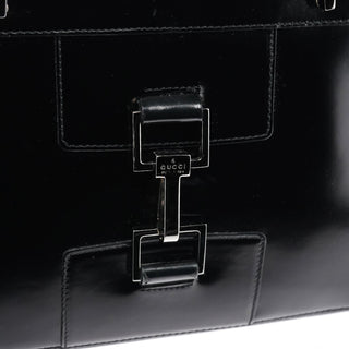 Gucci 002 1132 Black Patent Leather Jackie Tote Bag