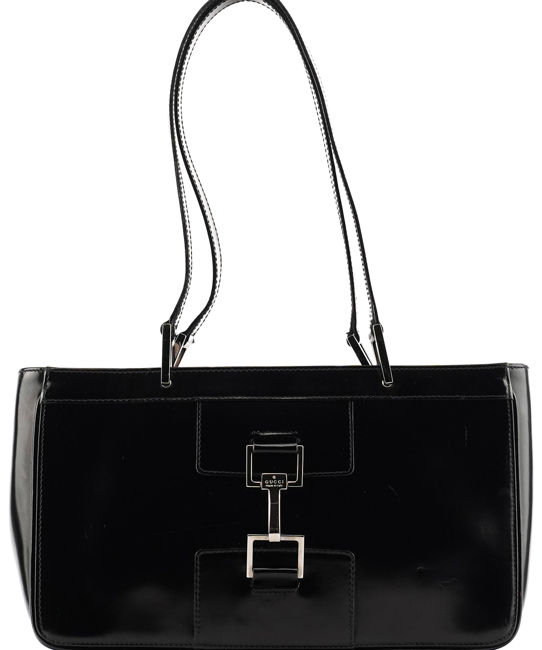 Gucci 002 1132 Black Patent Leather Jackie Tote Bag