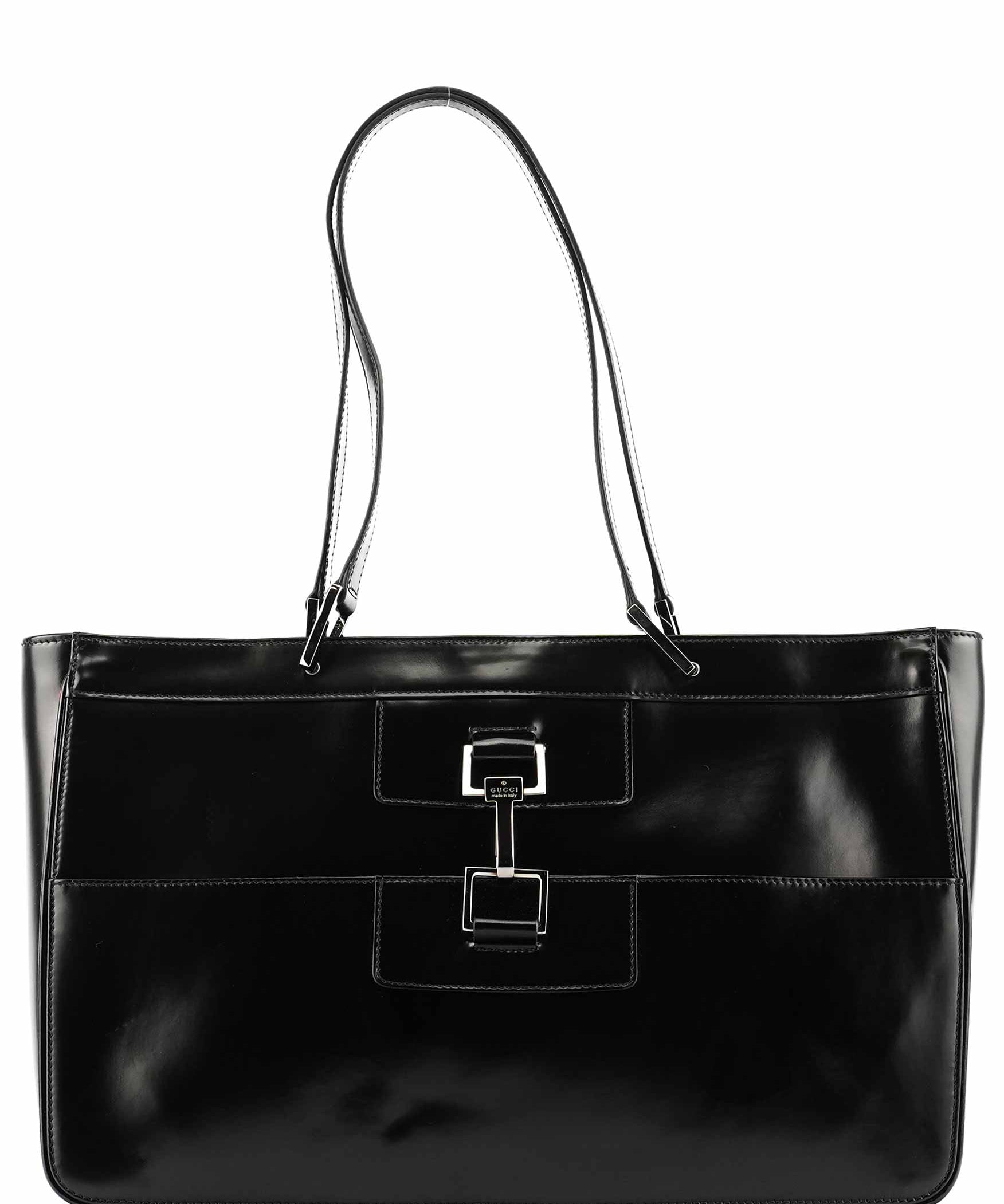 Gucci 002 1133 Black Patent Leather Jackie Tote Bag