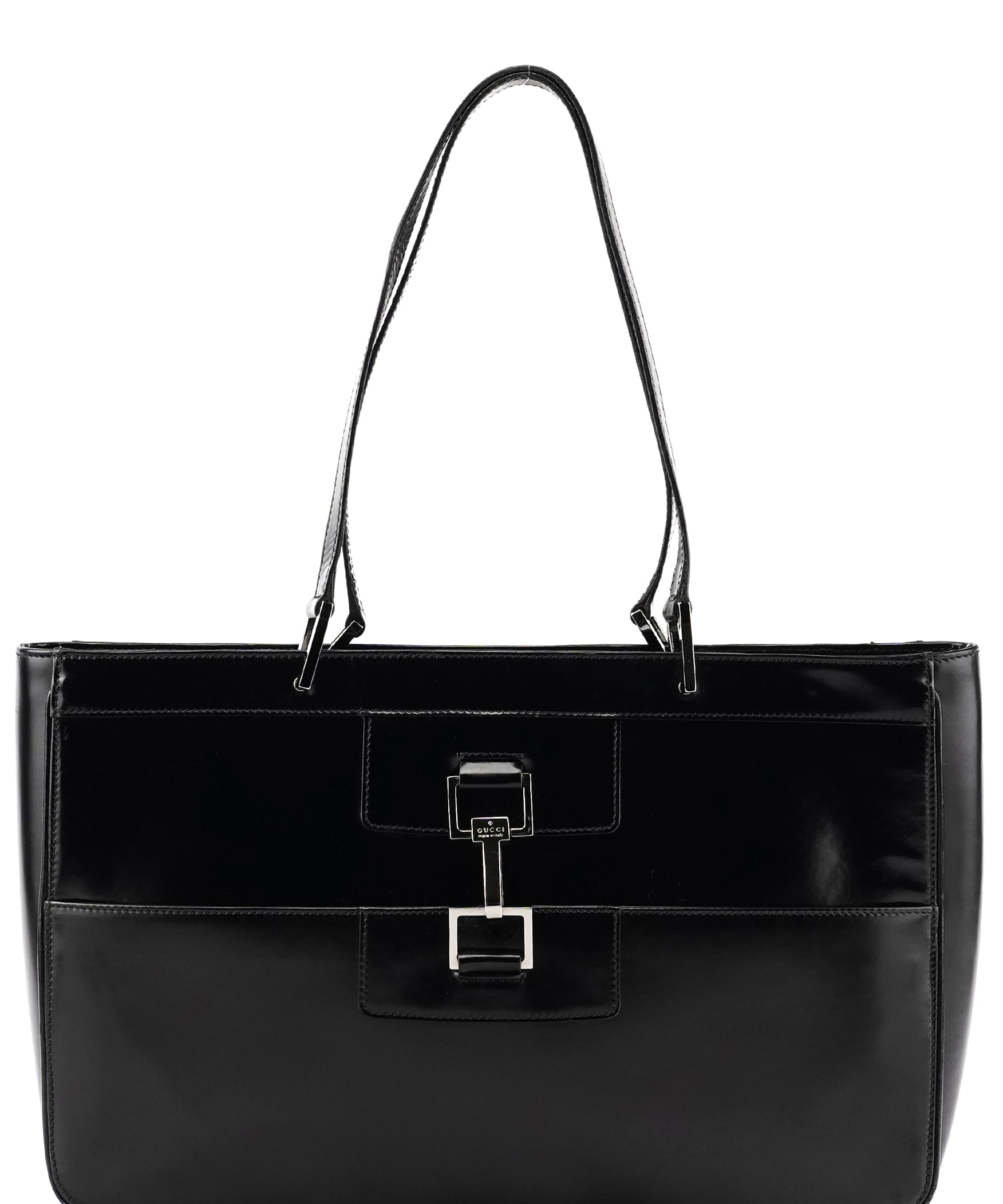Gucci 002 1133 Black Patent Leather Jackie Tote Bag