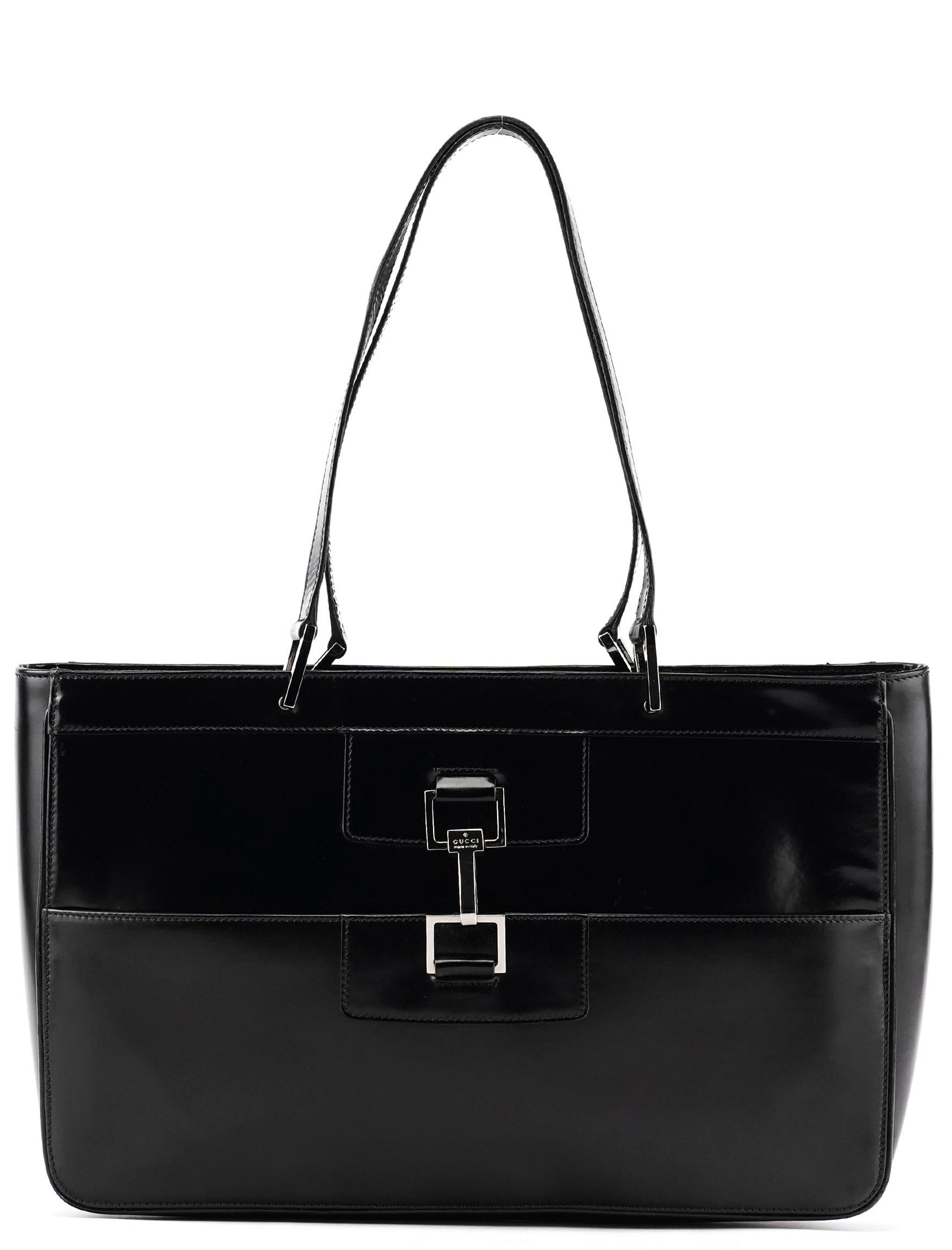 Gucci 002 1133 Black Patent Leather Jackie Tote Bag