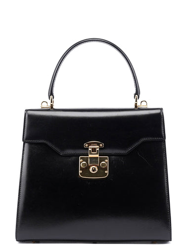 Gucci 002 2026 Black Leather Lady Lock Bag