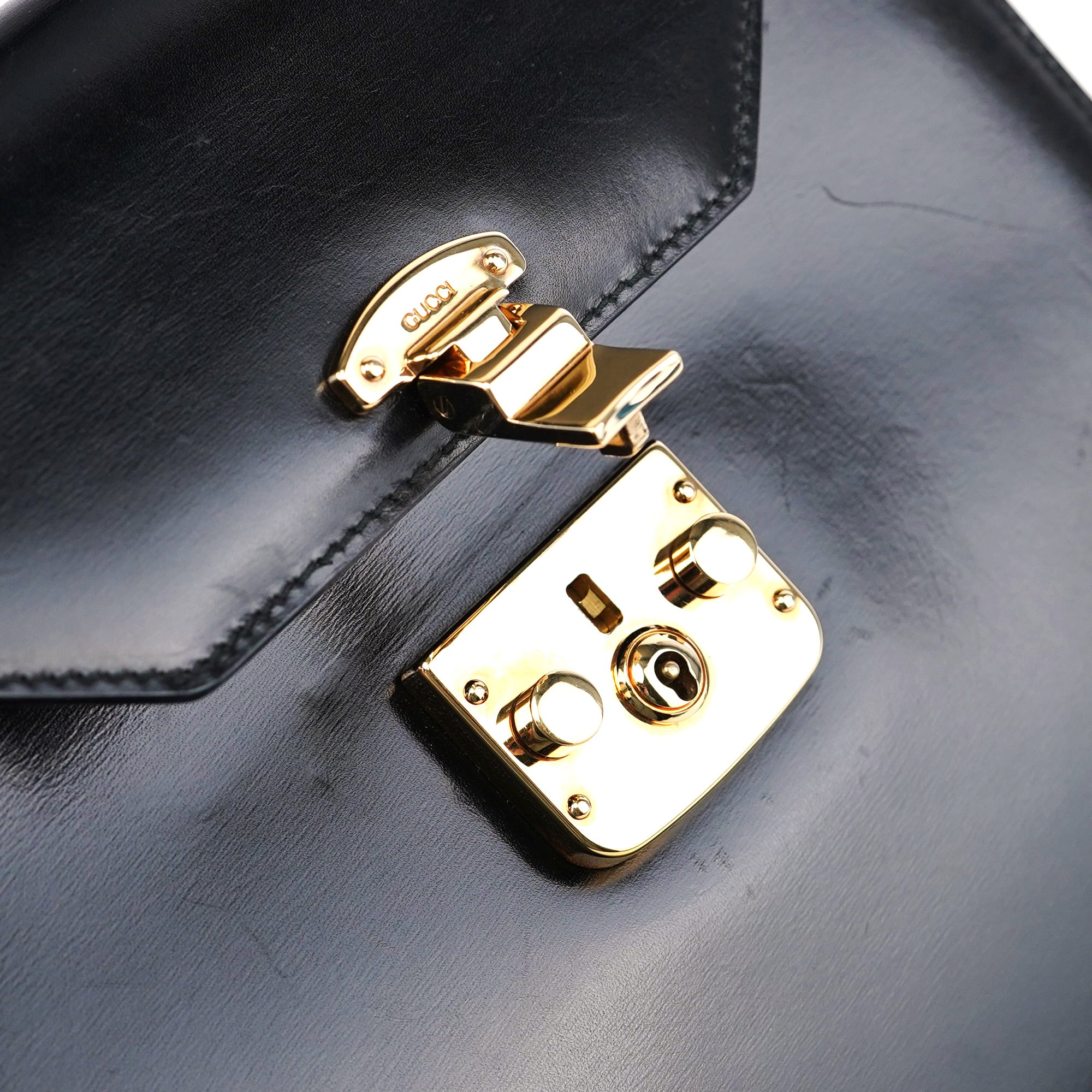 Gucci 002 2026 Black Leather Lady Lock Bag