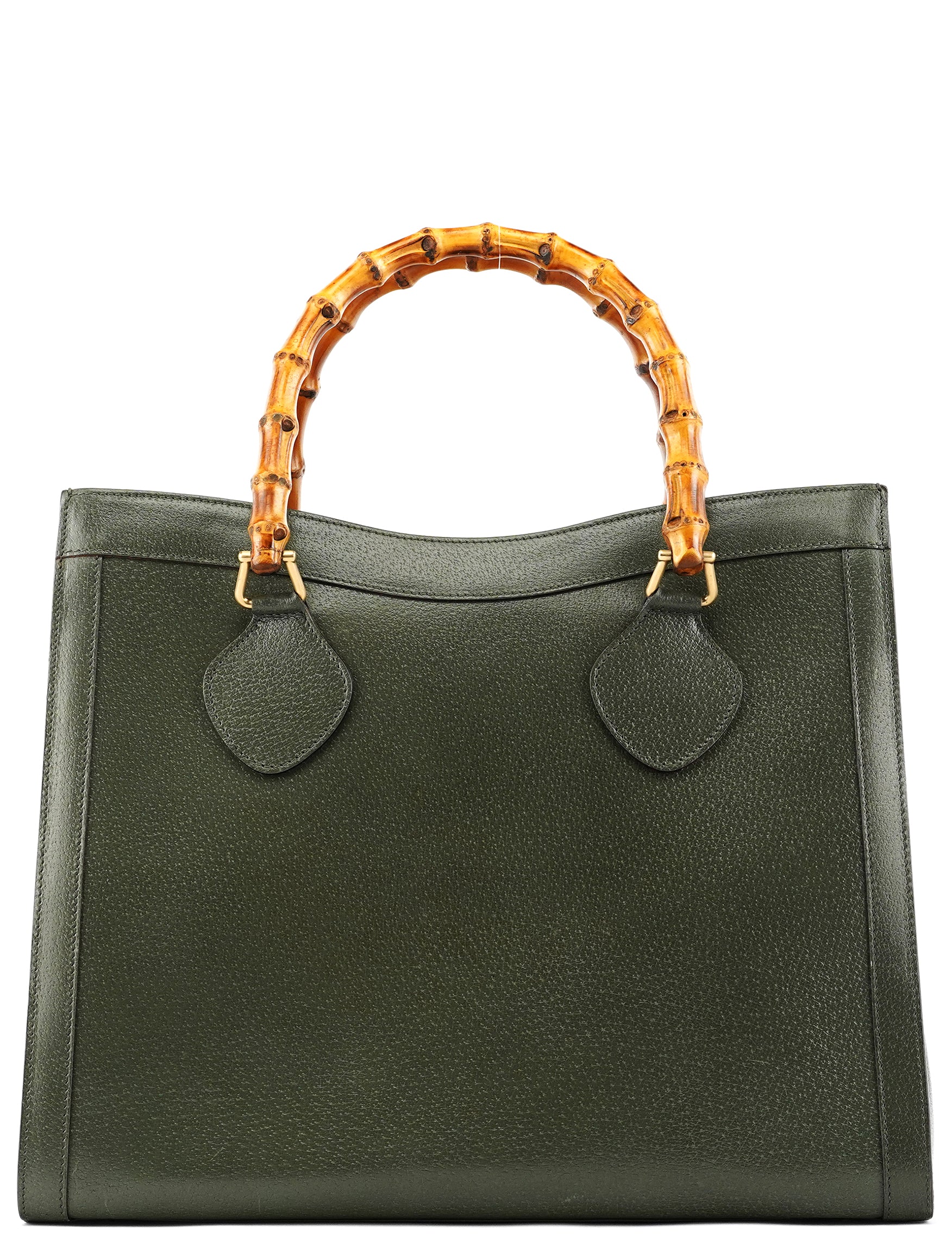 Gucci 002 8260 Green Leather Diana Bamboo Tote Bag