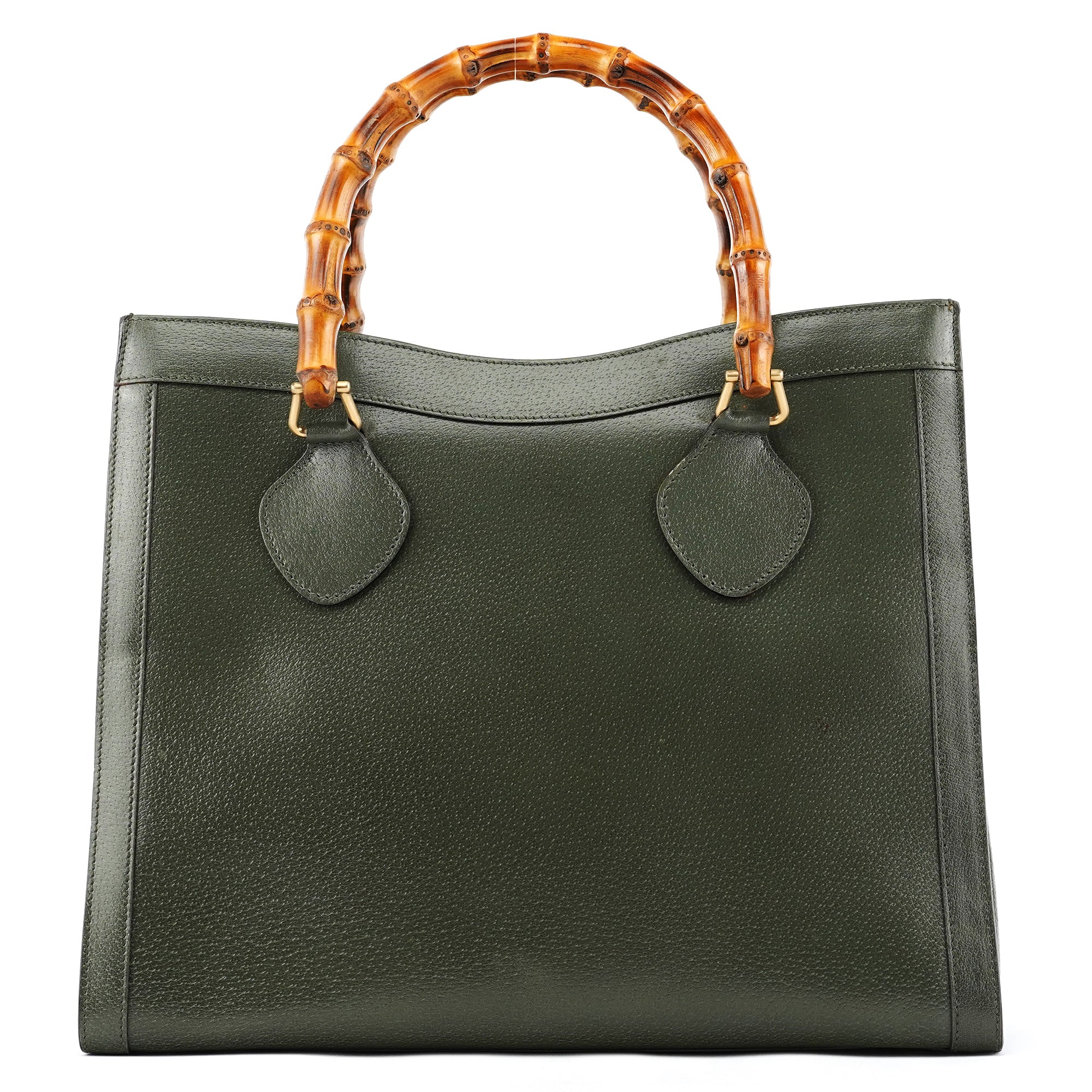 Gucci 002 8260 Green Leather Diana Bamboo Tote Bag