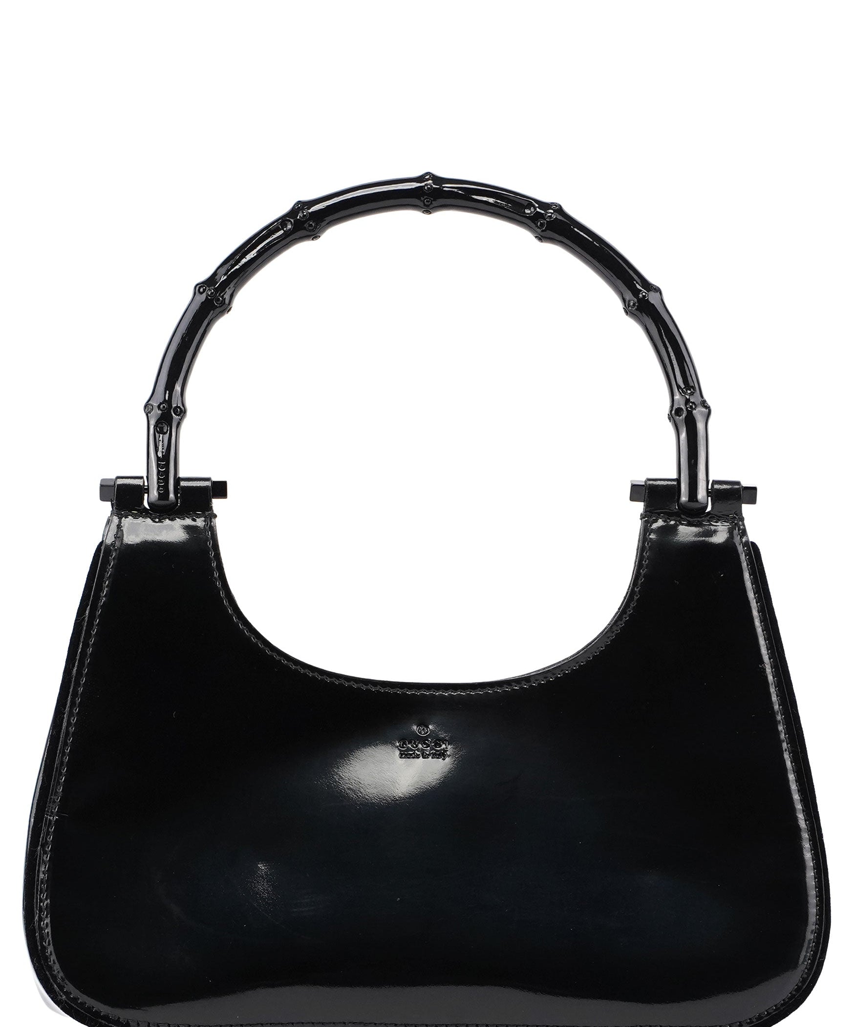Gucci 005 0776 Black Patent Leather Bamboo Shoulder Bag