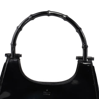 Gucci 005 0776 Black Patent Leather Bamboo Shoulder Bag