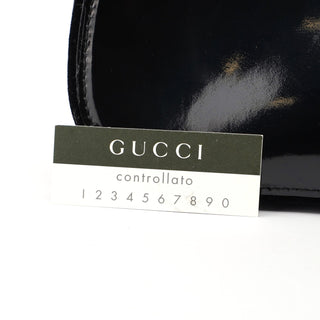 Gucci 005 0776 Black Patent Leather Bamboo Shoulder Bag