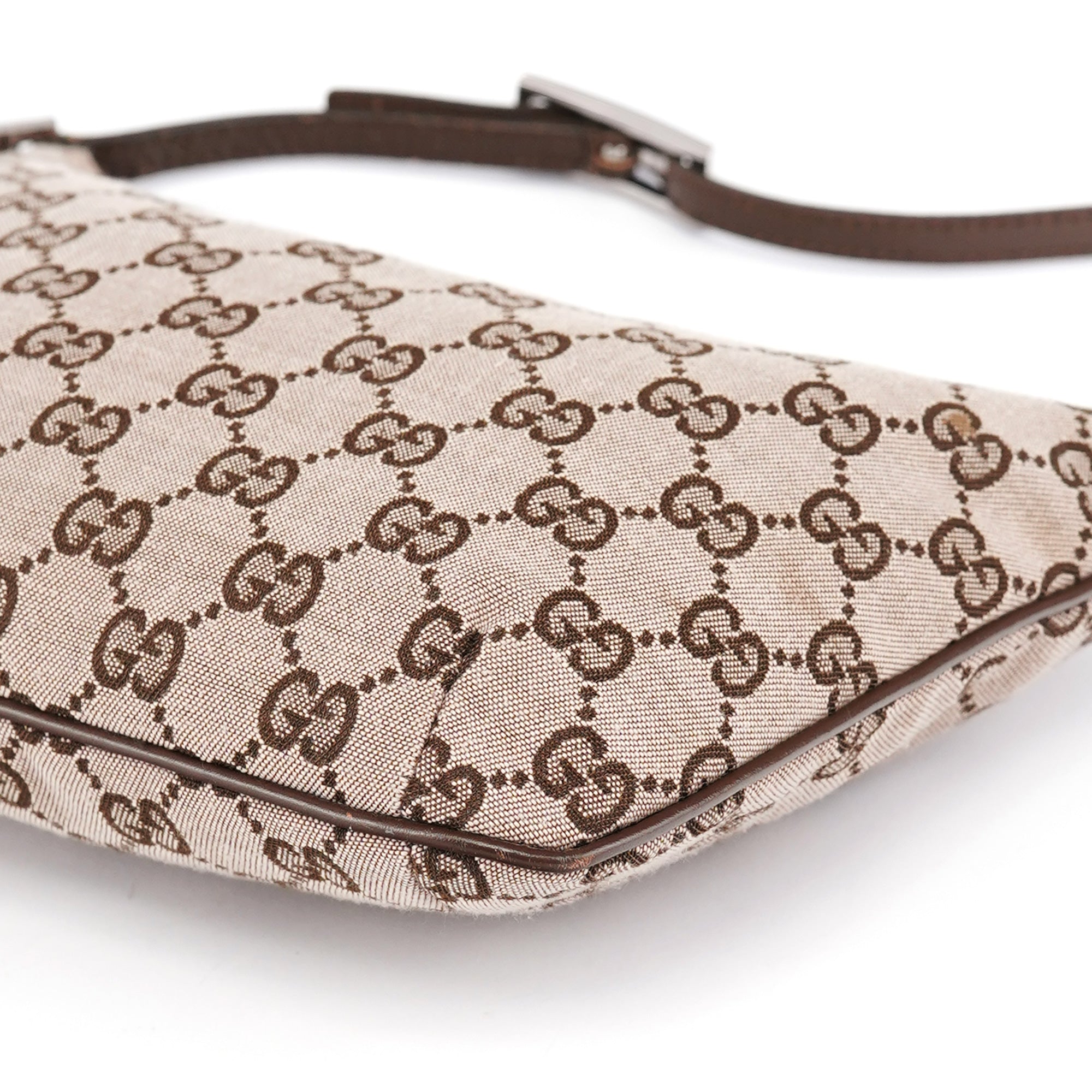 Gucci 005 0813 Borsa a spalla in tela GG beige e marrone