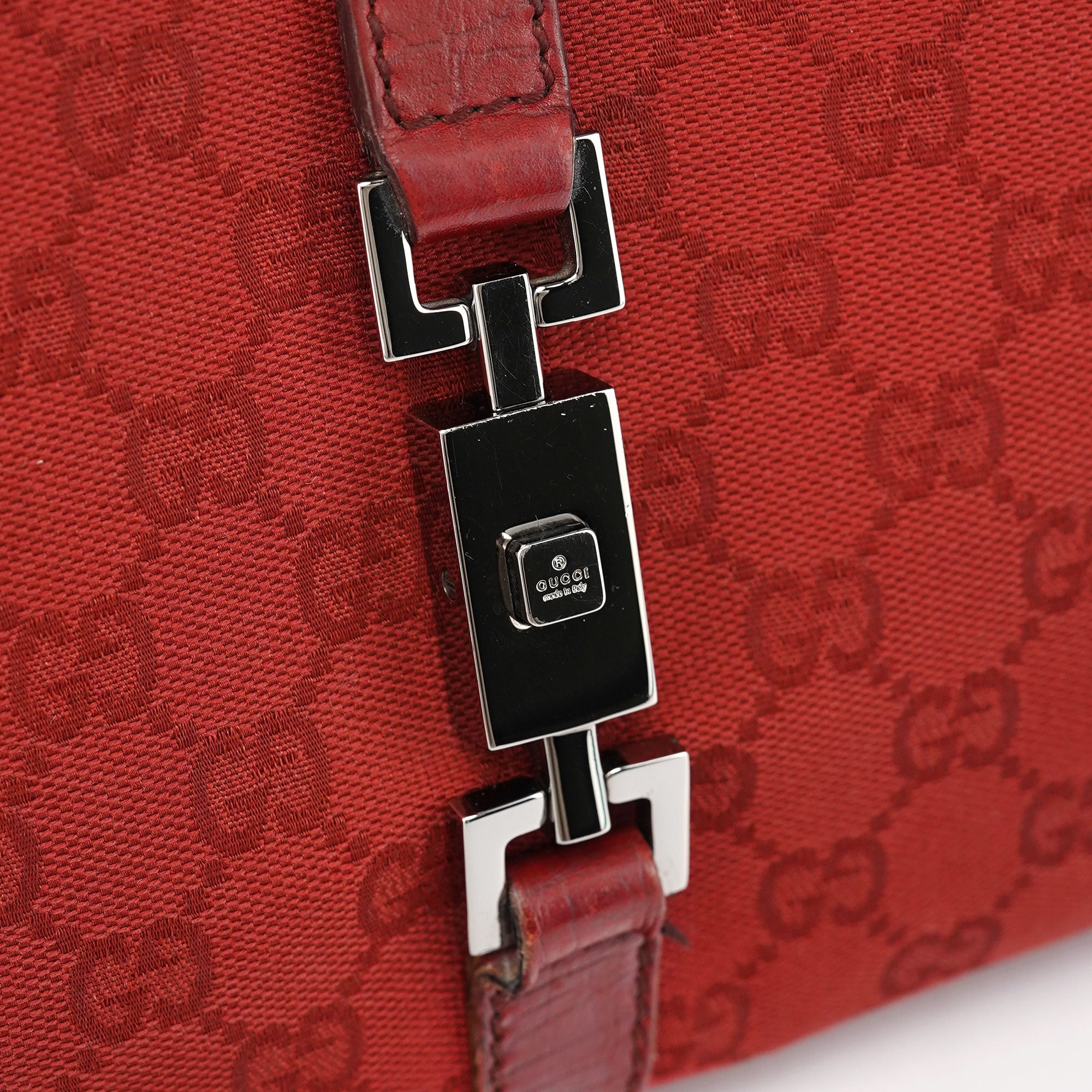 Gucci 01719 Red GG Jackie Shoulder Bag