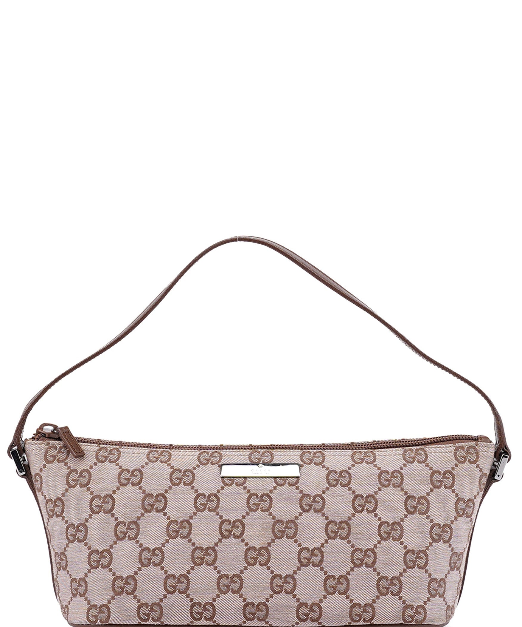 Gucci 01798 Beige Brown GG Boat Pochette