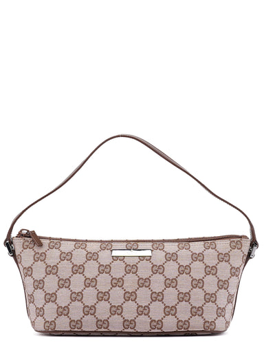 Gucci 01798 Beige Brown GG Boat Pochette