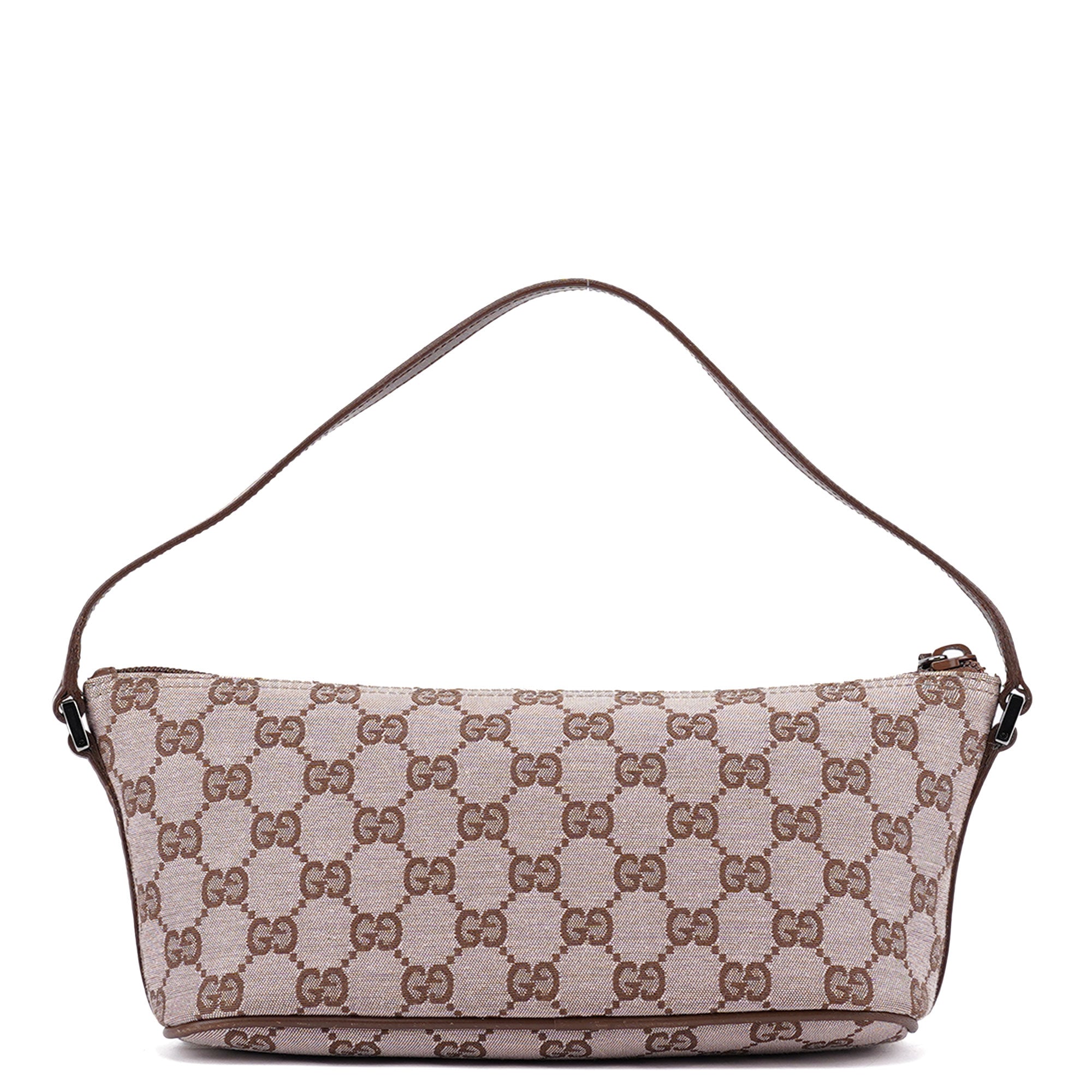 Gucci 01798 Beige Brown GG Boat Pochette