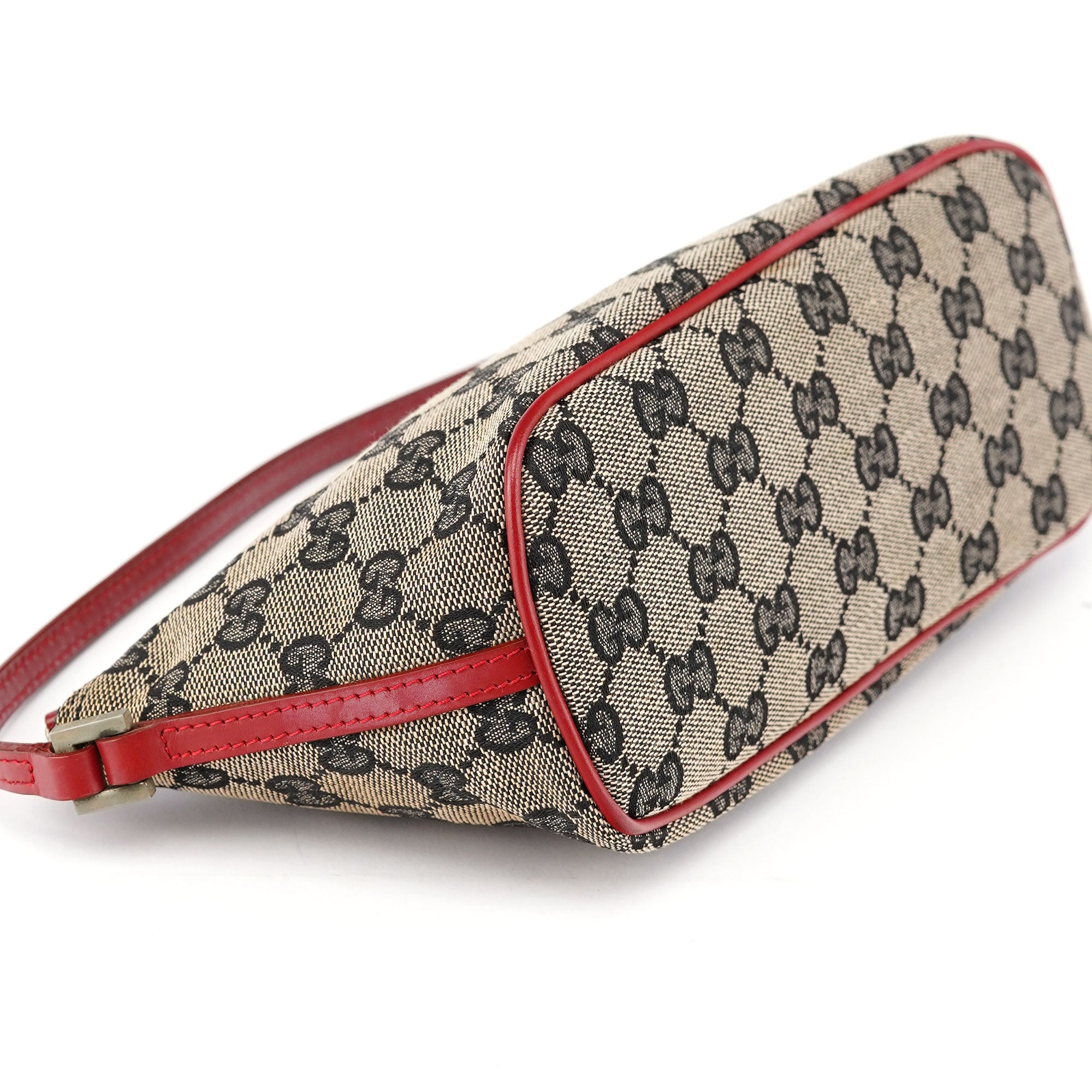 Gucci 039 1103 GG Boat Pochette en toile GG grise et rouge