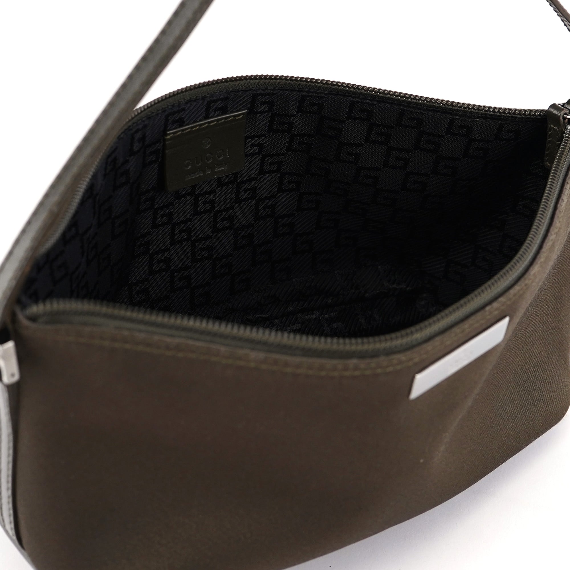 Gucci 039 1103 Boat Pochette en satin vert olive