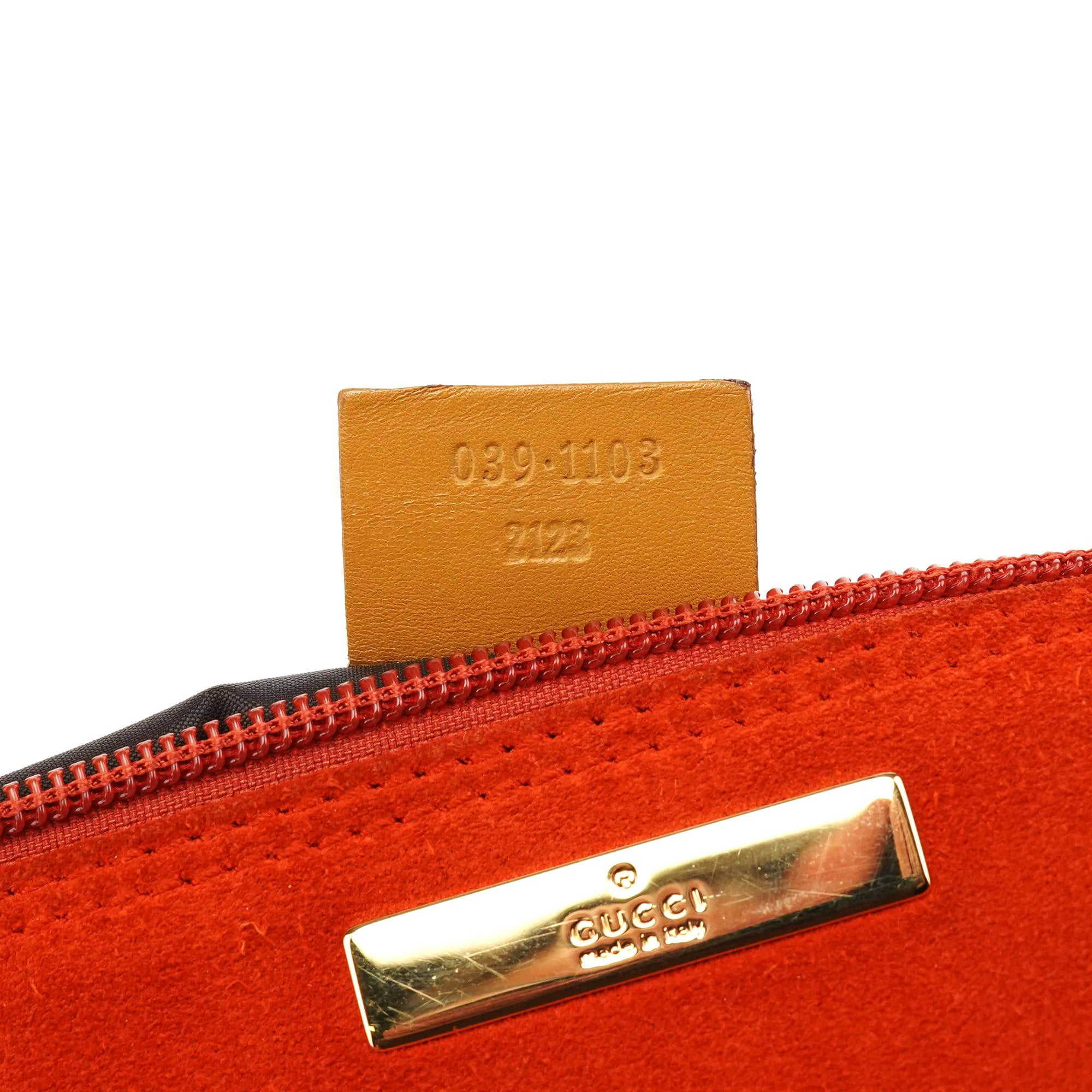 Gucci 039 1103 Orange Suede Boat Pochette