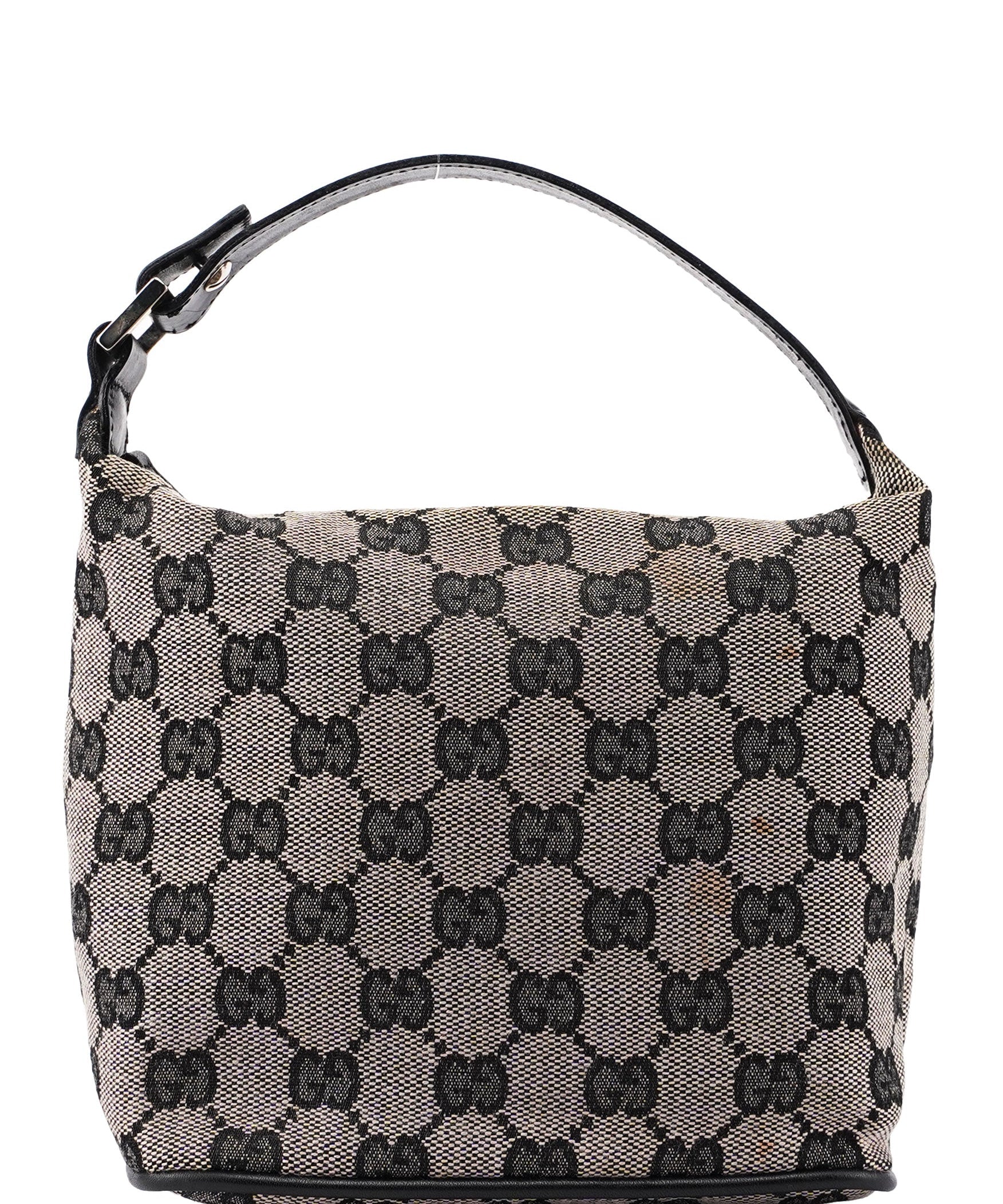 Gucci 039 1147 Beige Black GG Handbag