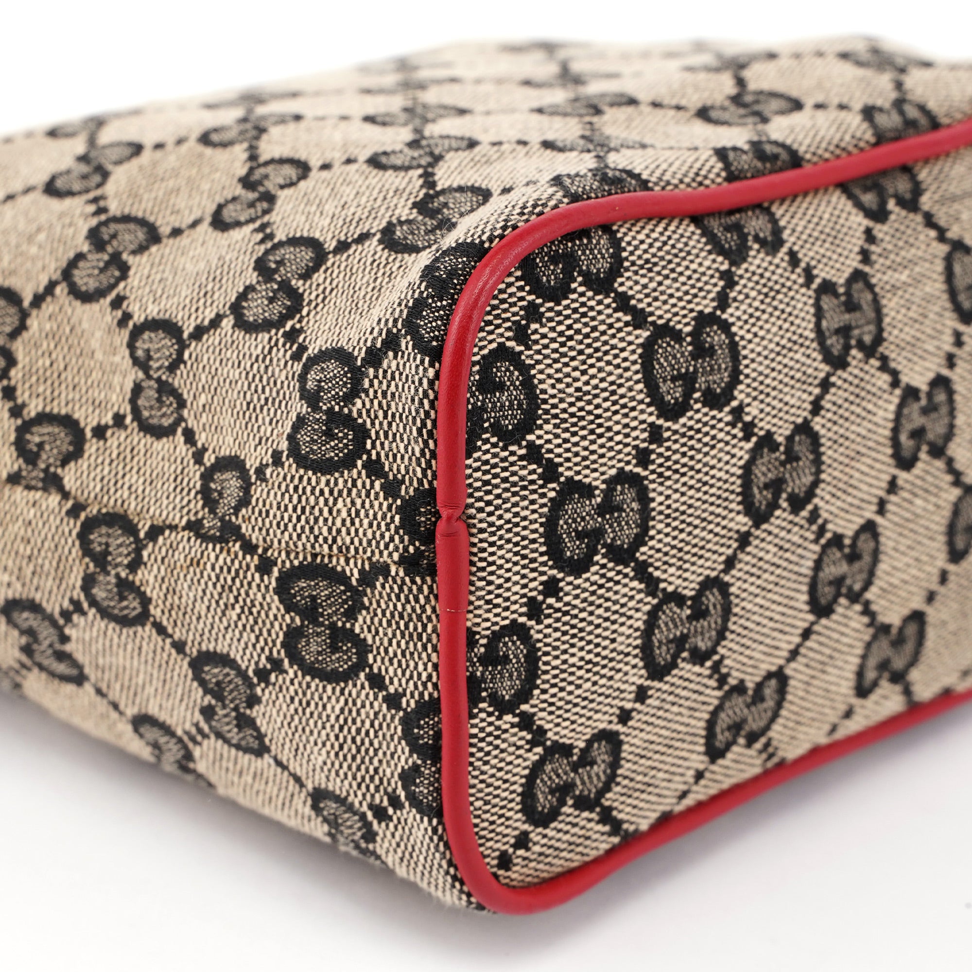 Gucci 039 1147 Sac à main en toile GG beige et rouge