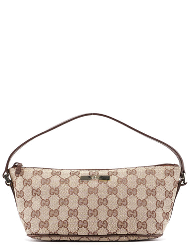 Gucci 0391103 Beige Brown GG Boat Pochette