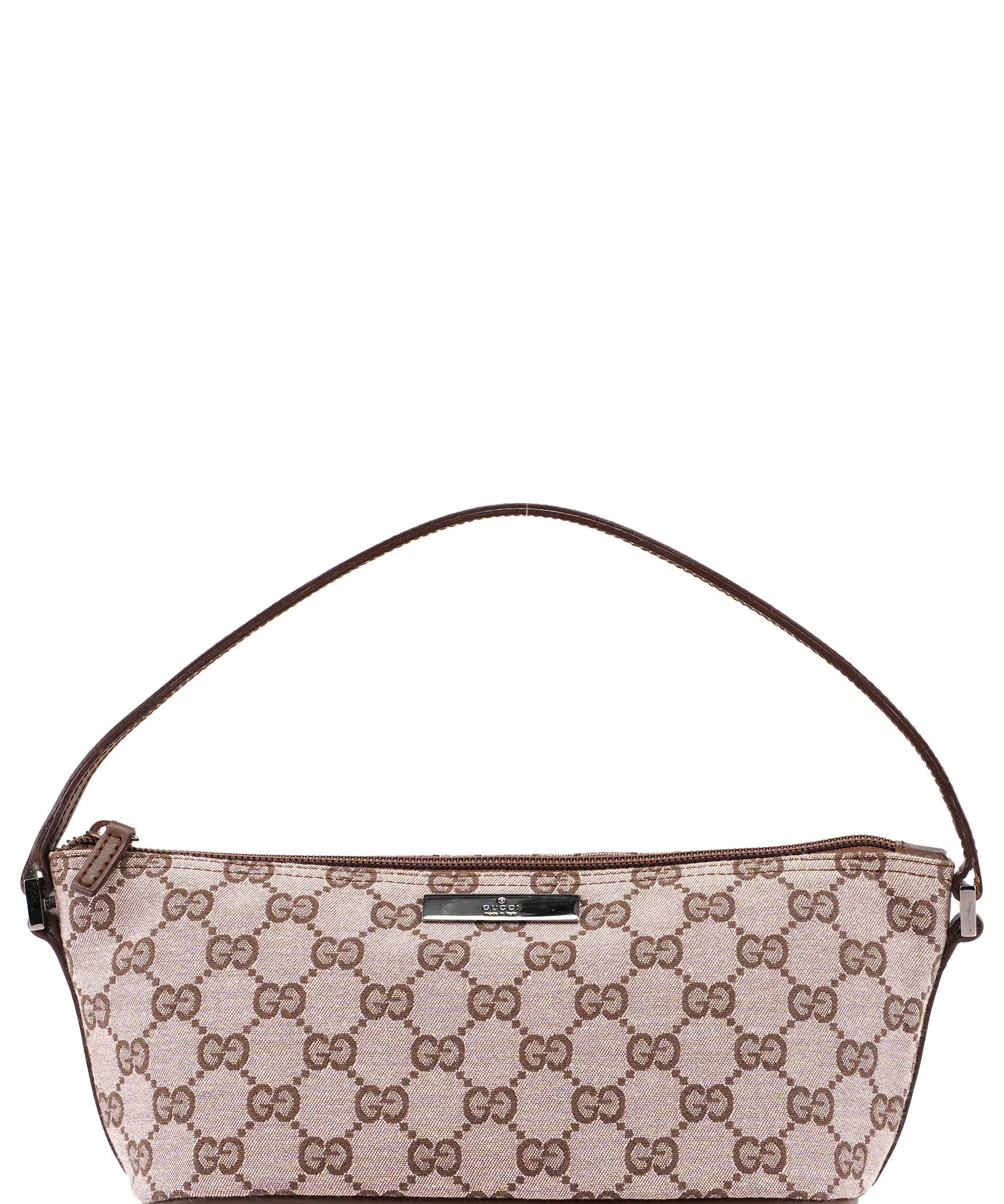 Gucci 0391103 Beige Brown GG Boat Pochette