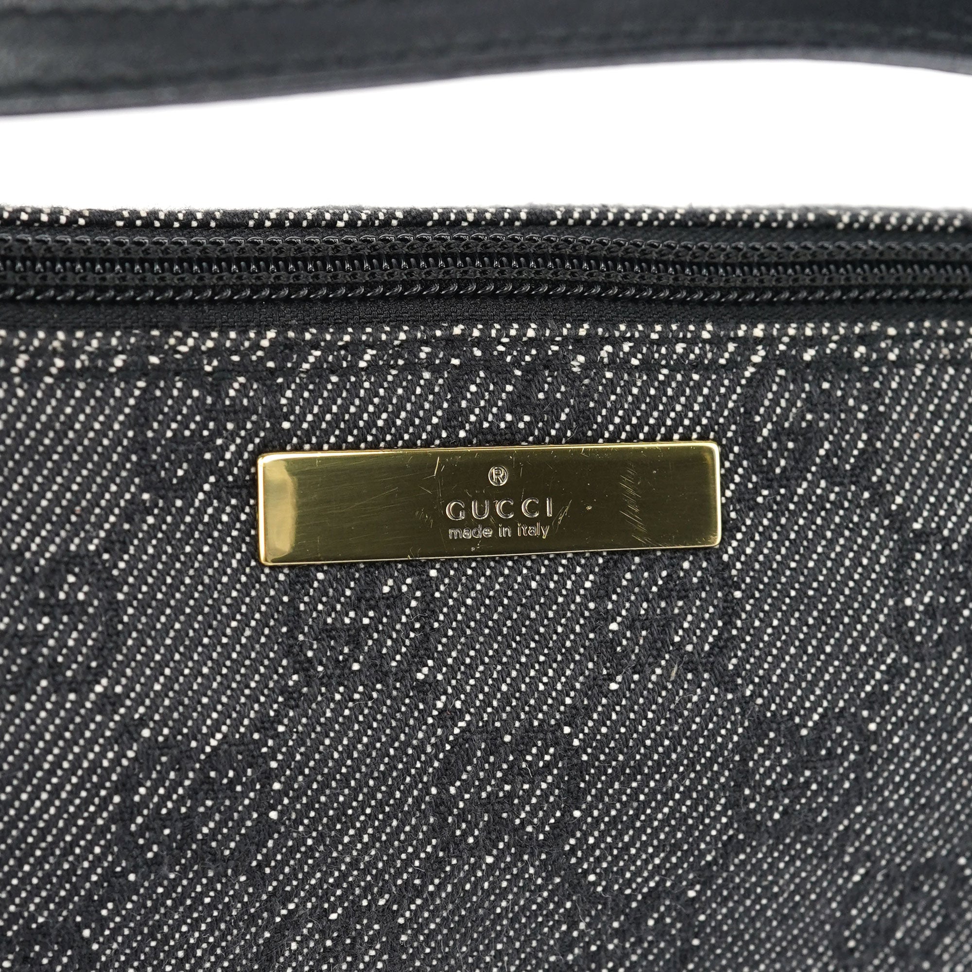 Gucci 07198 Anthracite Denim GG Boat Pochette