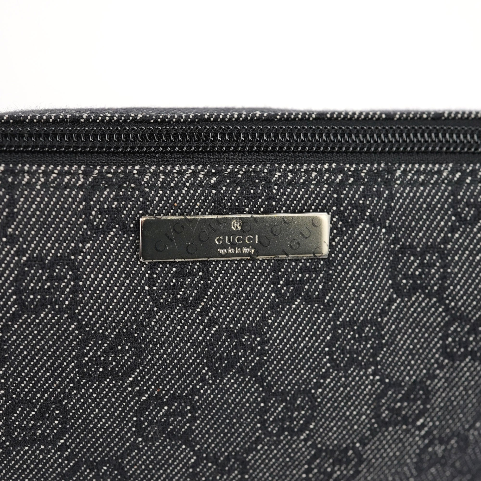 Gucci 07198 Anthracite Denim GG Boat Pochette