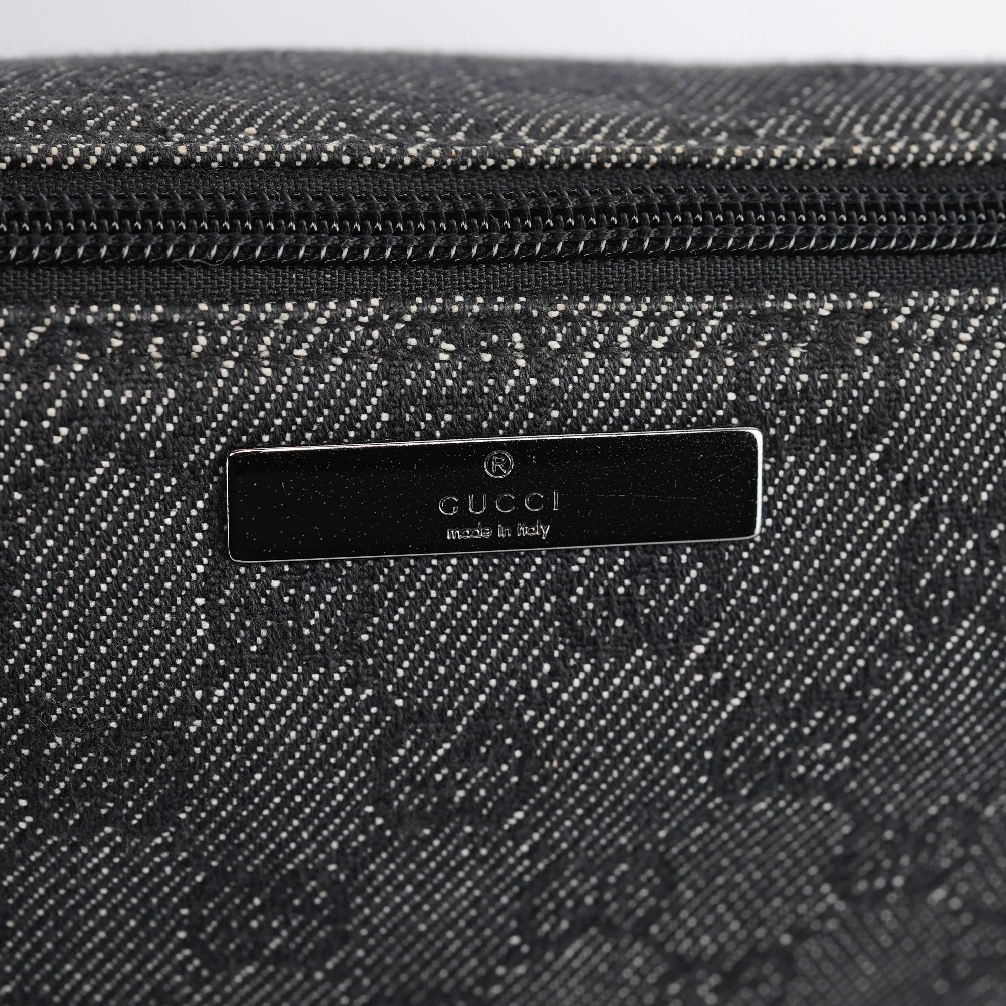 Gucci 07198 Anthracite Denim GG Boat Pochette