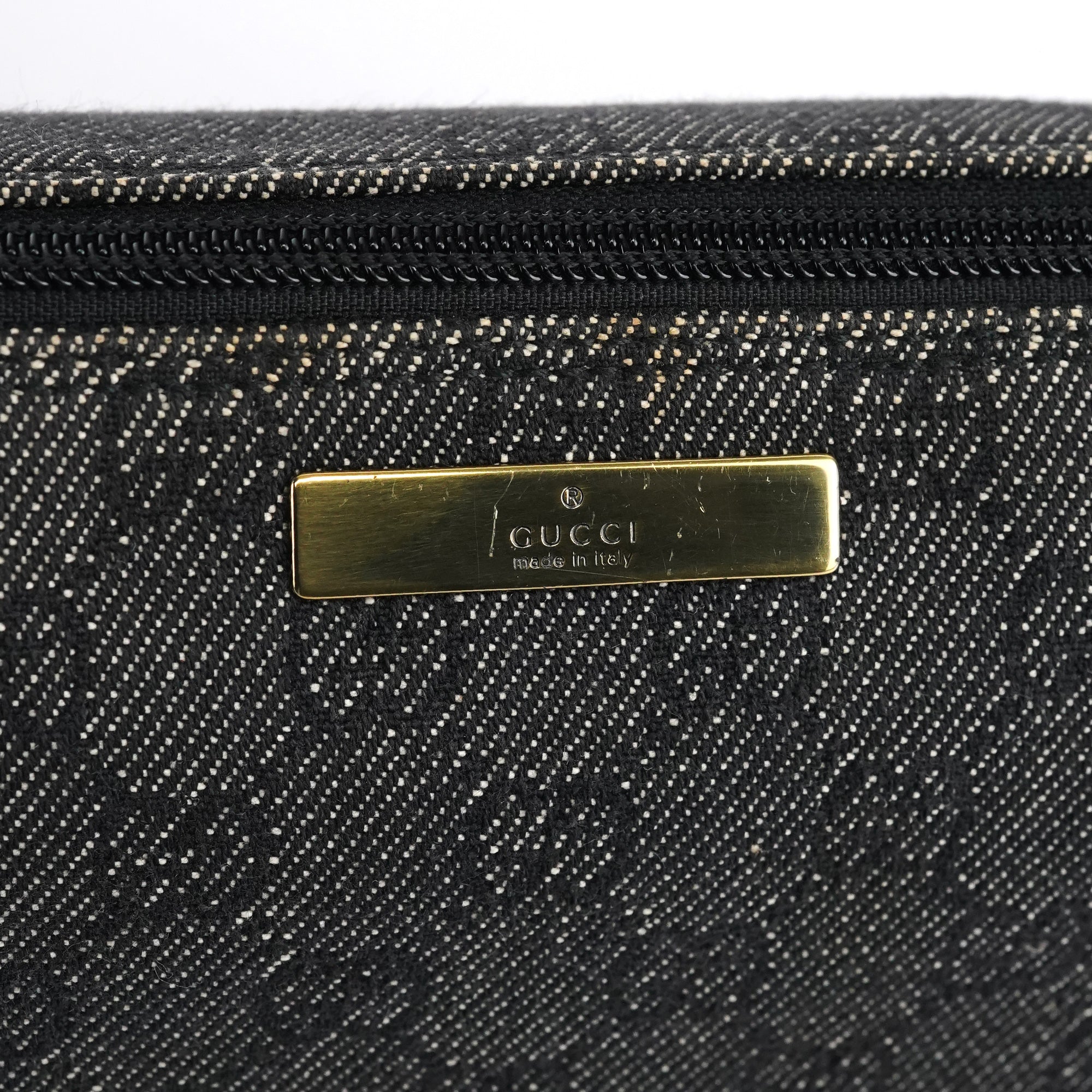 Gucci 07198 Anthracite Denim GG Boat Pochette