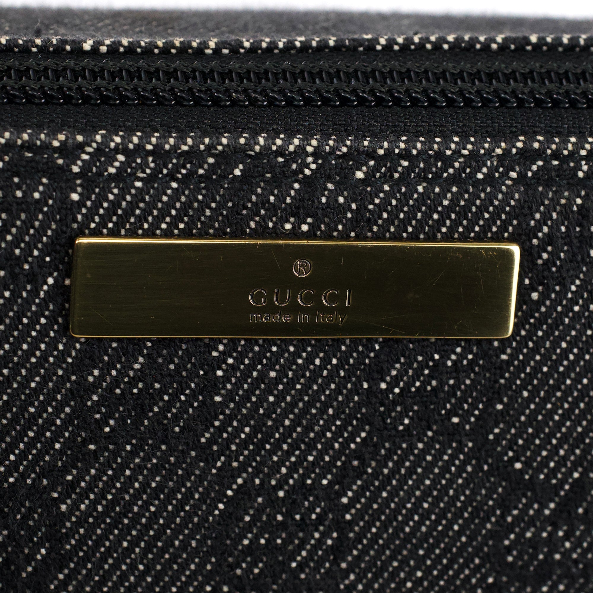 Gucci 07198 Anthracite Denim GG Boat Pochette