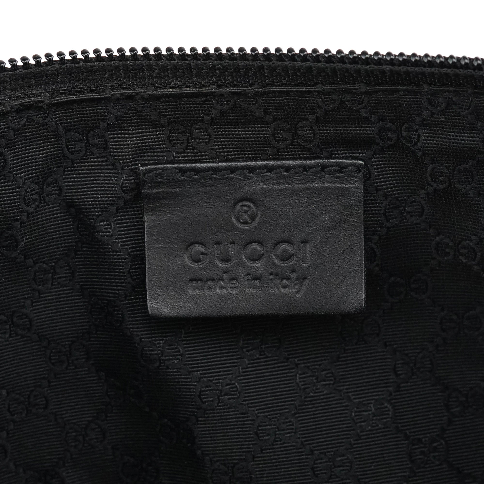 Gucci 07198 Beige Black Canvas Boat Pochette
