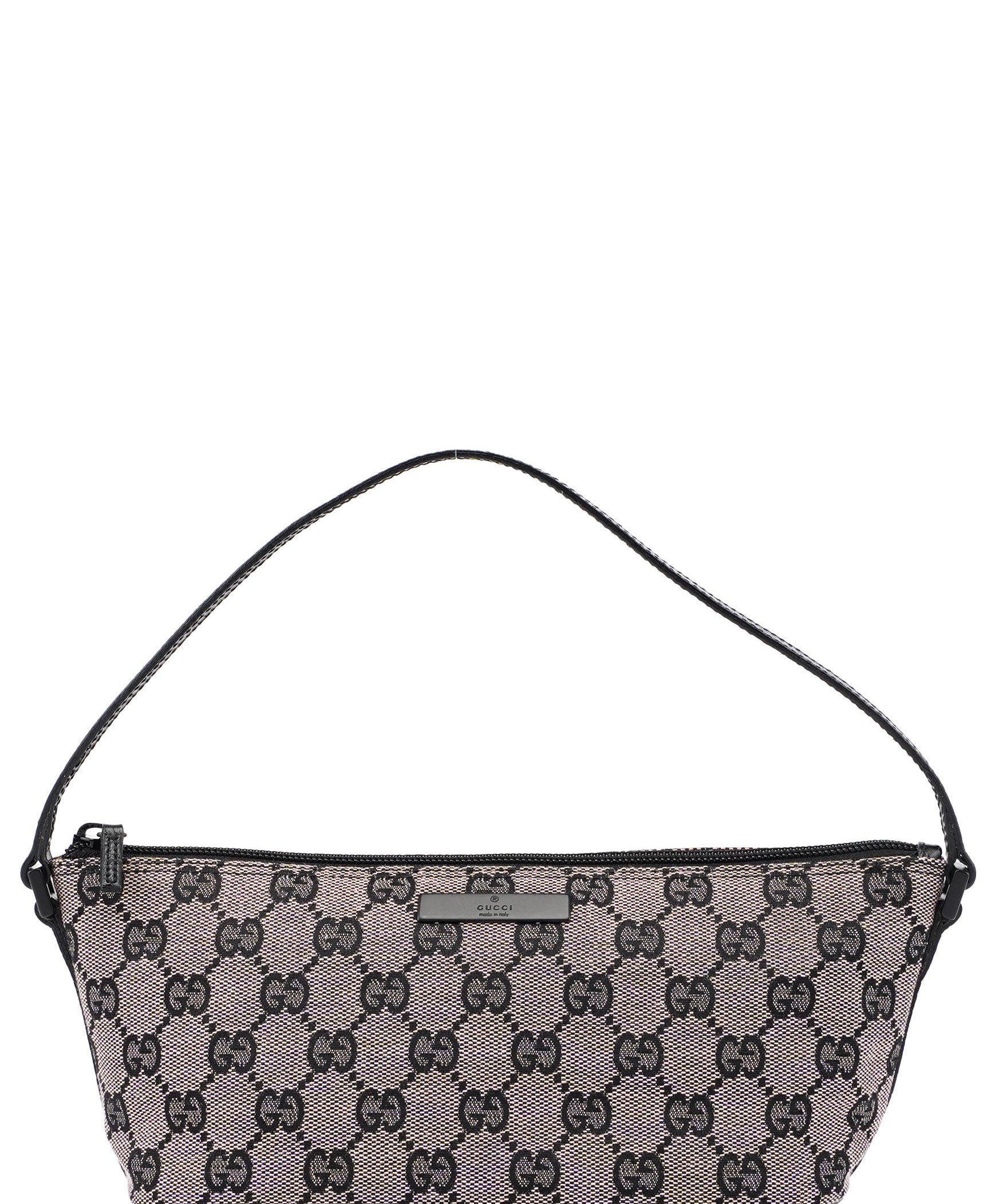Gucci 07198 Beige Black GG Boat Pochette