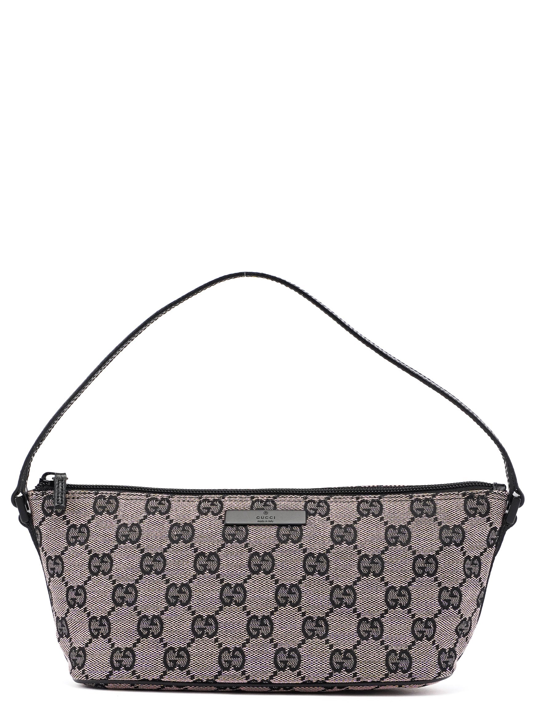 Gucci 07198 Beige Black GG Boat Pochette