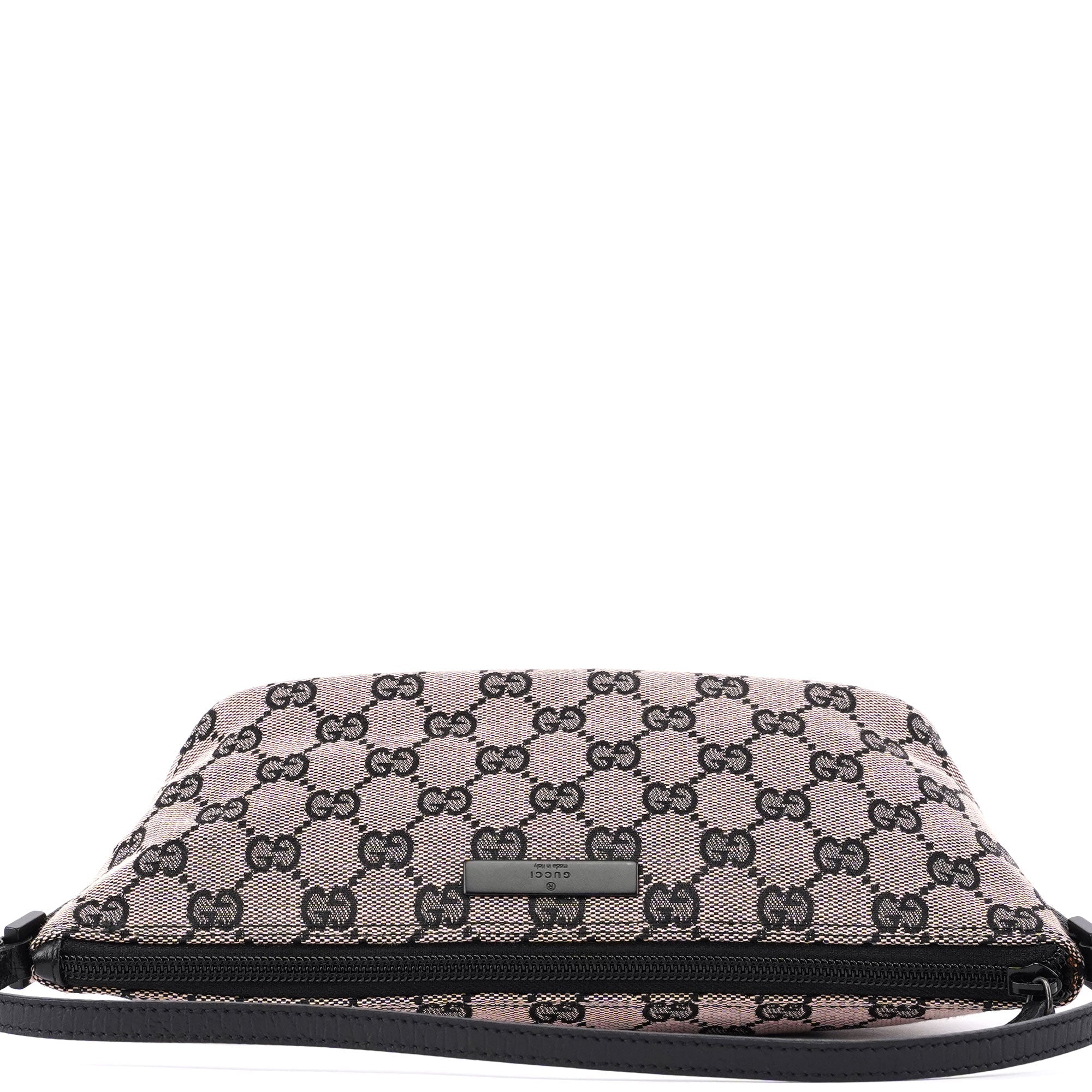 Gucci 07198 Beige Black GG Boat Pochette