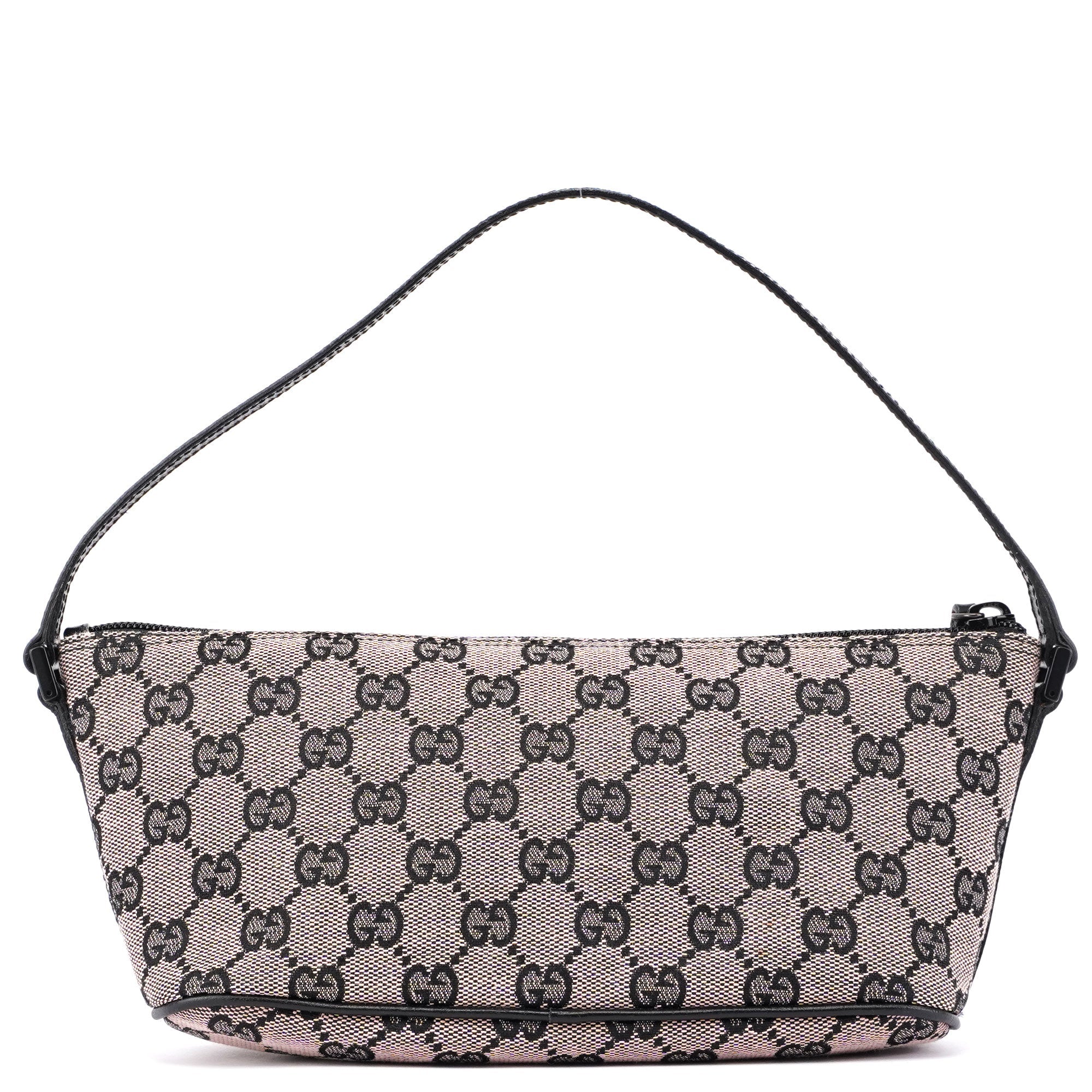 Gucci 07198 Beige Black GG Boat Pochette